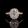 10K 14K 18K Rose Gold 2CT Oval Cut VVS D Color Moissanite Halo Style Diamond Engagement Ring