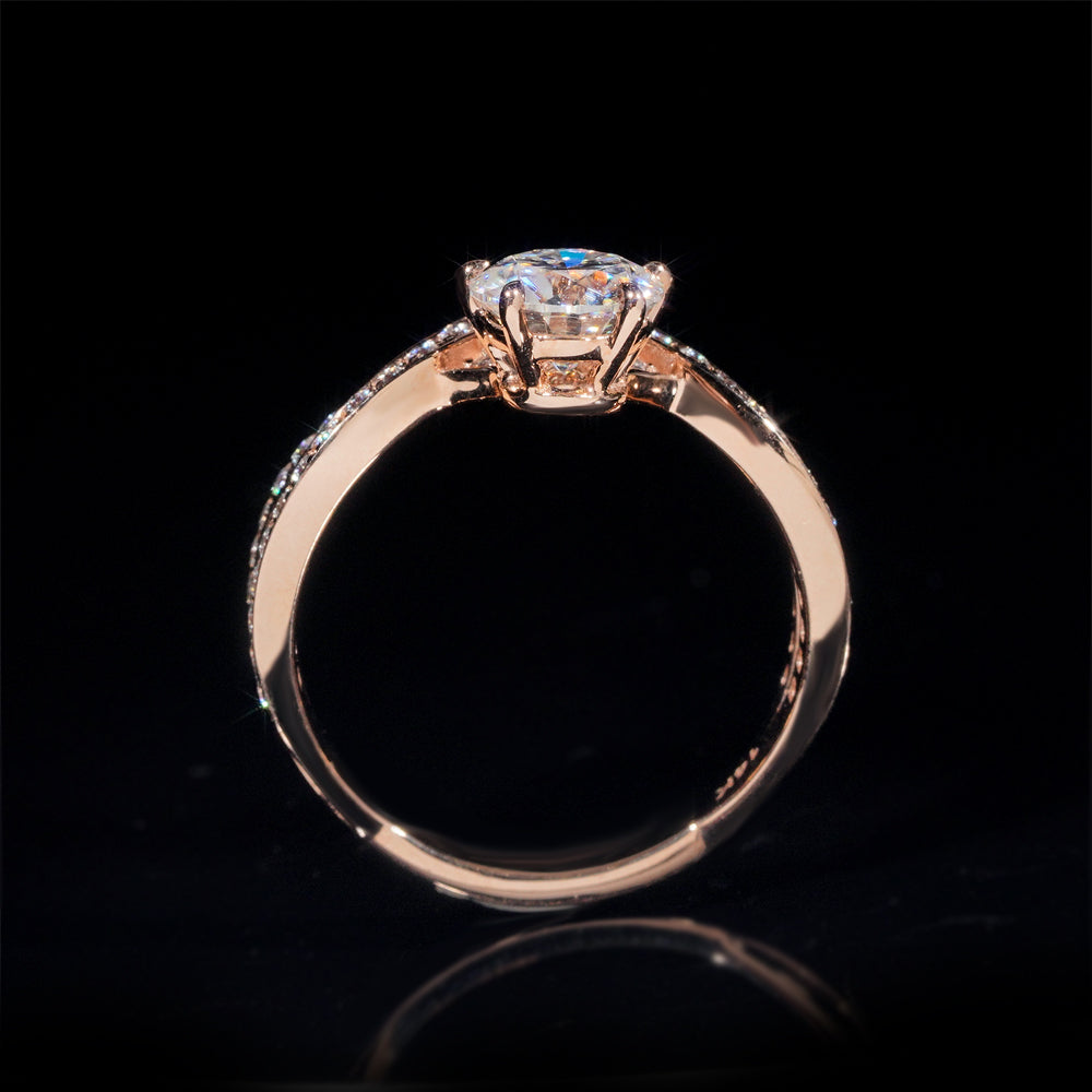 10K 14K 18K Real Rose Gold 1CT Moissanite Diamond Ring For Women
