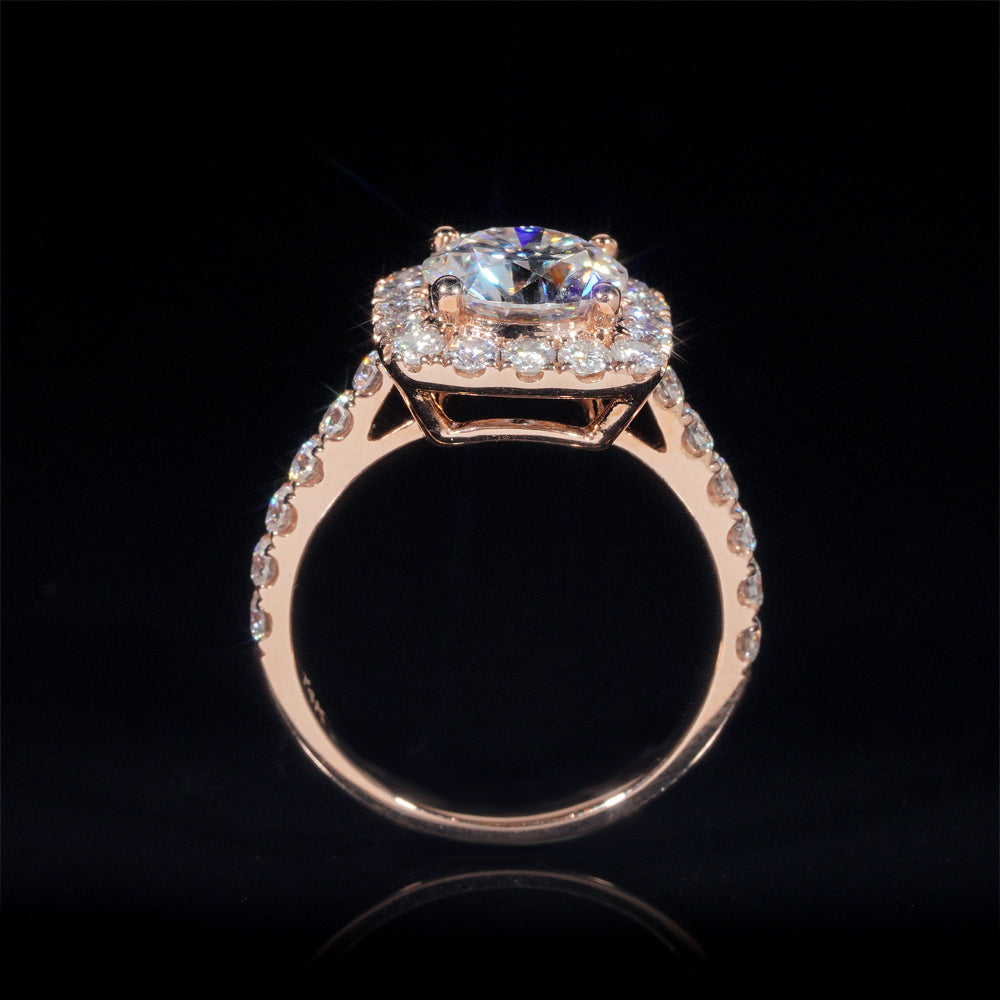 10K 14K 18K Real Gold VVS Moissanite 2CT Halo Diamond Moissanite Engagement Wedding Ring Jewelry