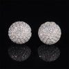 Micro Pave Iced Out Disc Ball Moissanite Studs 925 Sterling Silver