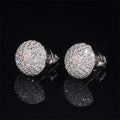 Micro Pave Iced Out Disc Ball Moissanite Studs 925 Sterling Silver