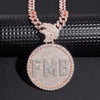 Iced Out Moissanite 2.5Inch Width Circle Logo Name Pendant Rose Gold