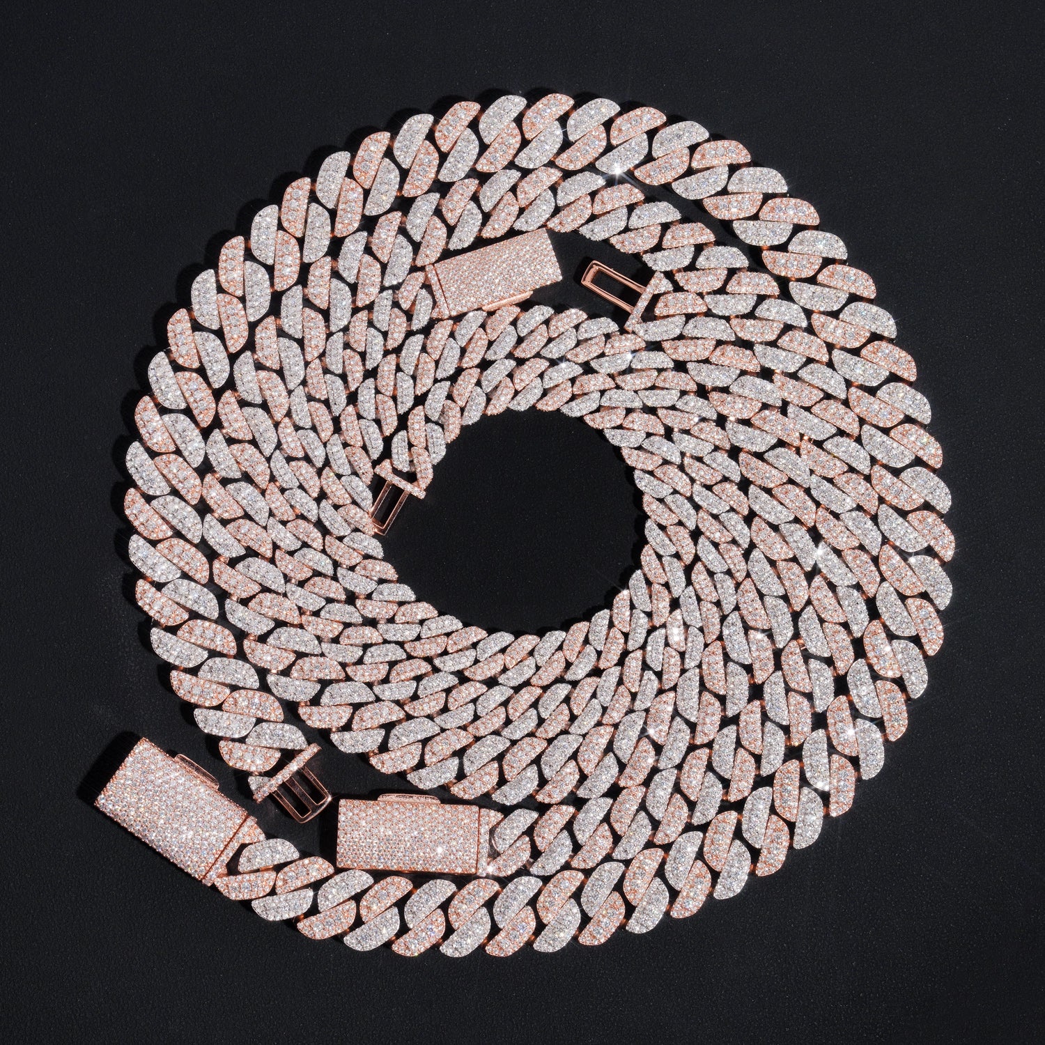 15mm Moissanite Two-Tone Miami Cuban Link Chain 10K Gold