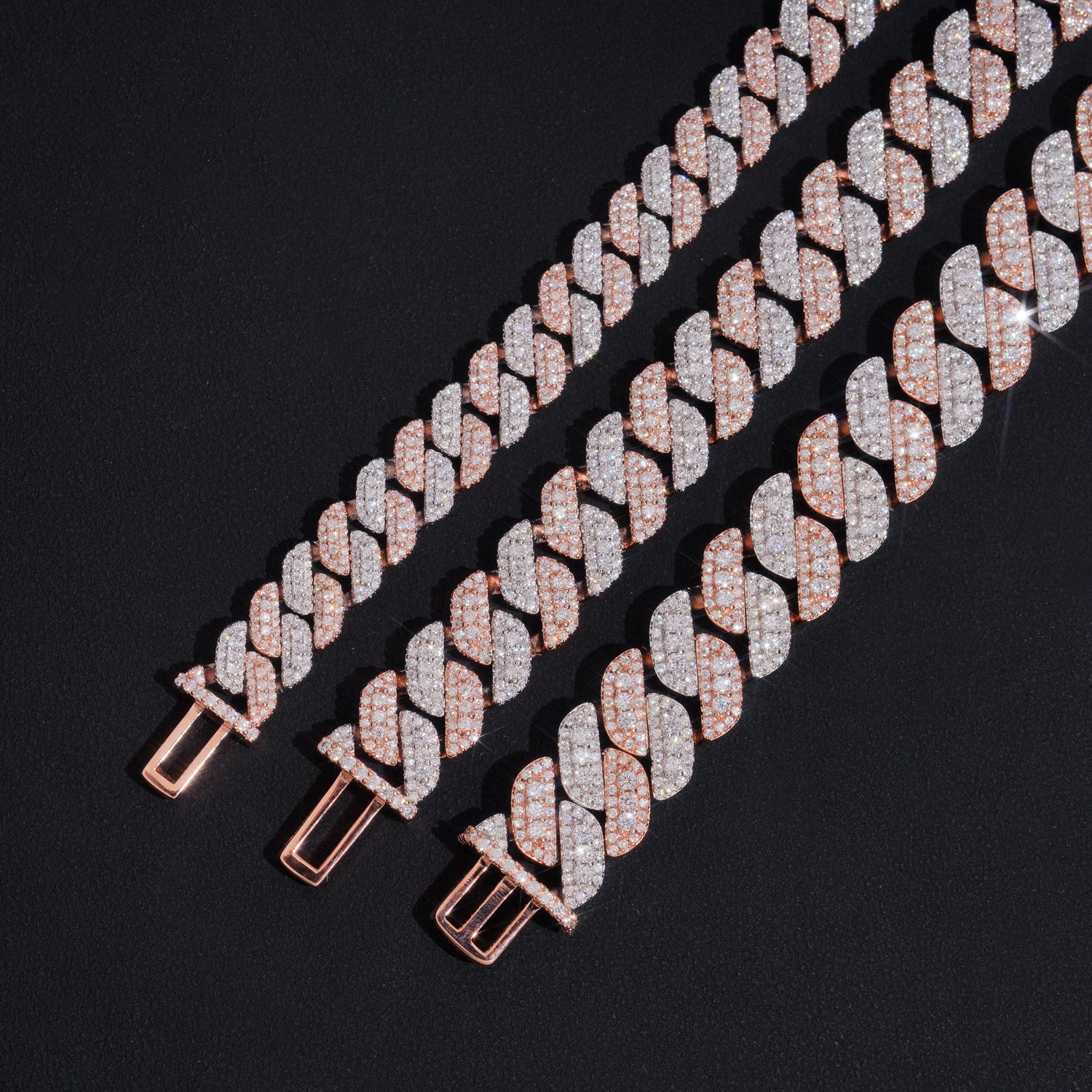 15mm Moissanite Two-Tone Miami Cuban Link Chain 10K Gold