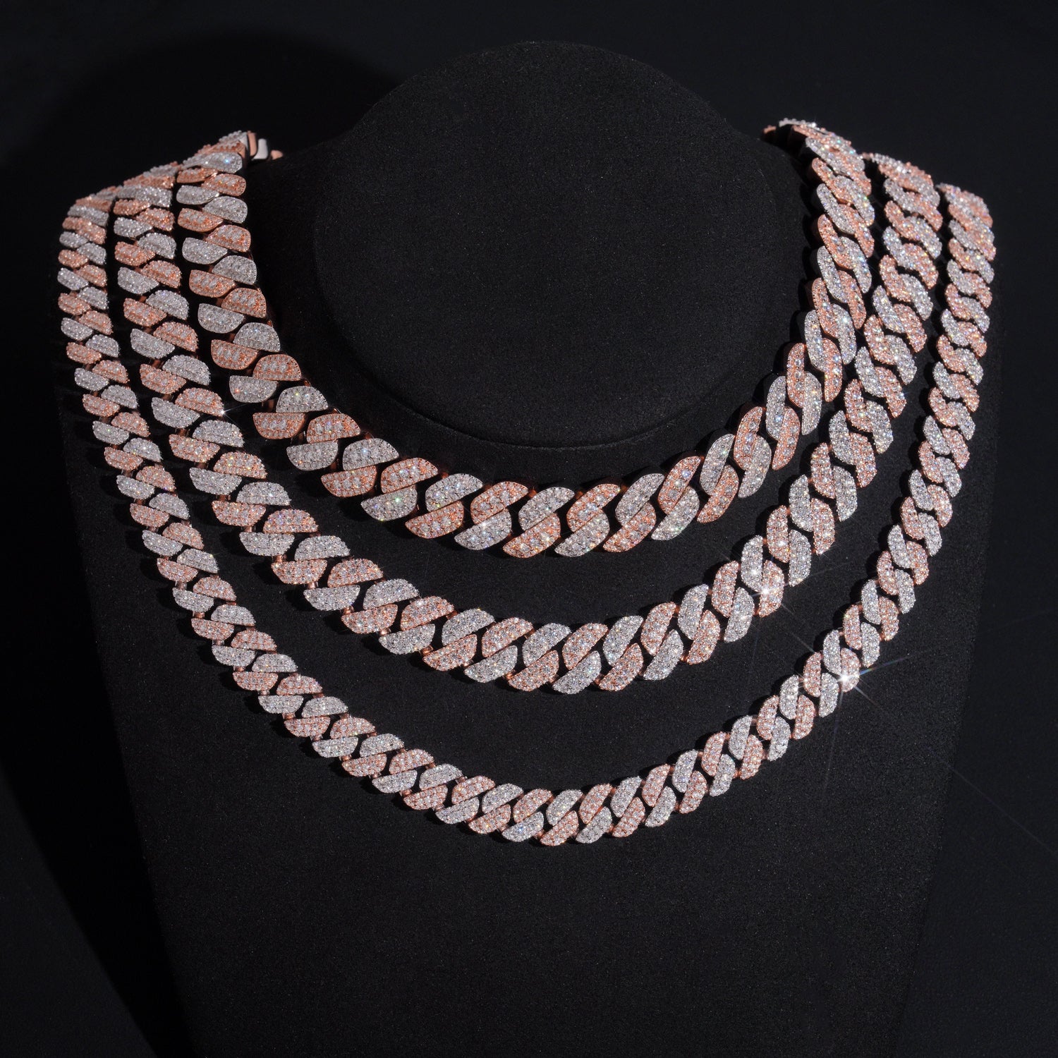15mm Moissanite Two-Tone Miami Cuban Link Chain 10K Gold