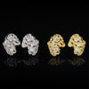 Gold Plated Nugget Moissanite Earrings For Men 925 Sterling Silver