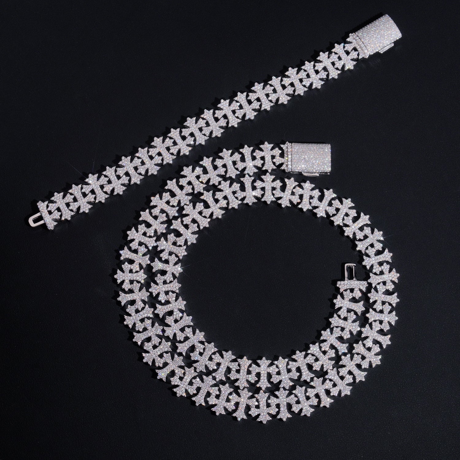 Sterling Silver 925 16MM Fully Iced VVS Moissanite LInk Hip Hop Chain Jewelry For Men Chrome Heart Style