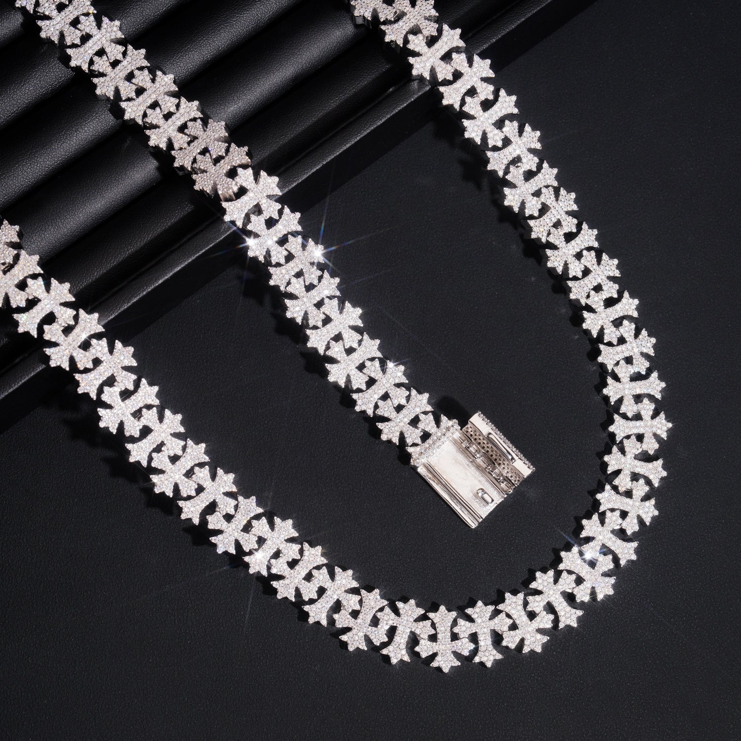 Sterling Silver 925 16MM Fully Iced VVS Moissanite LInk Hip Hop Chain Jewelry For Men Chrome Heart Style