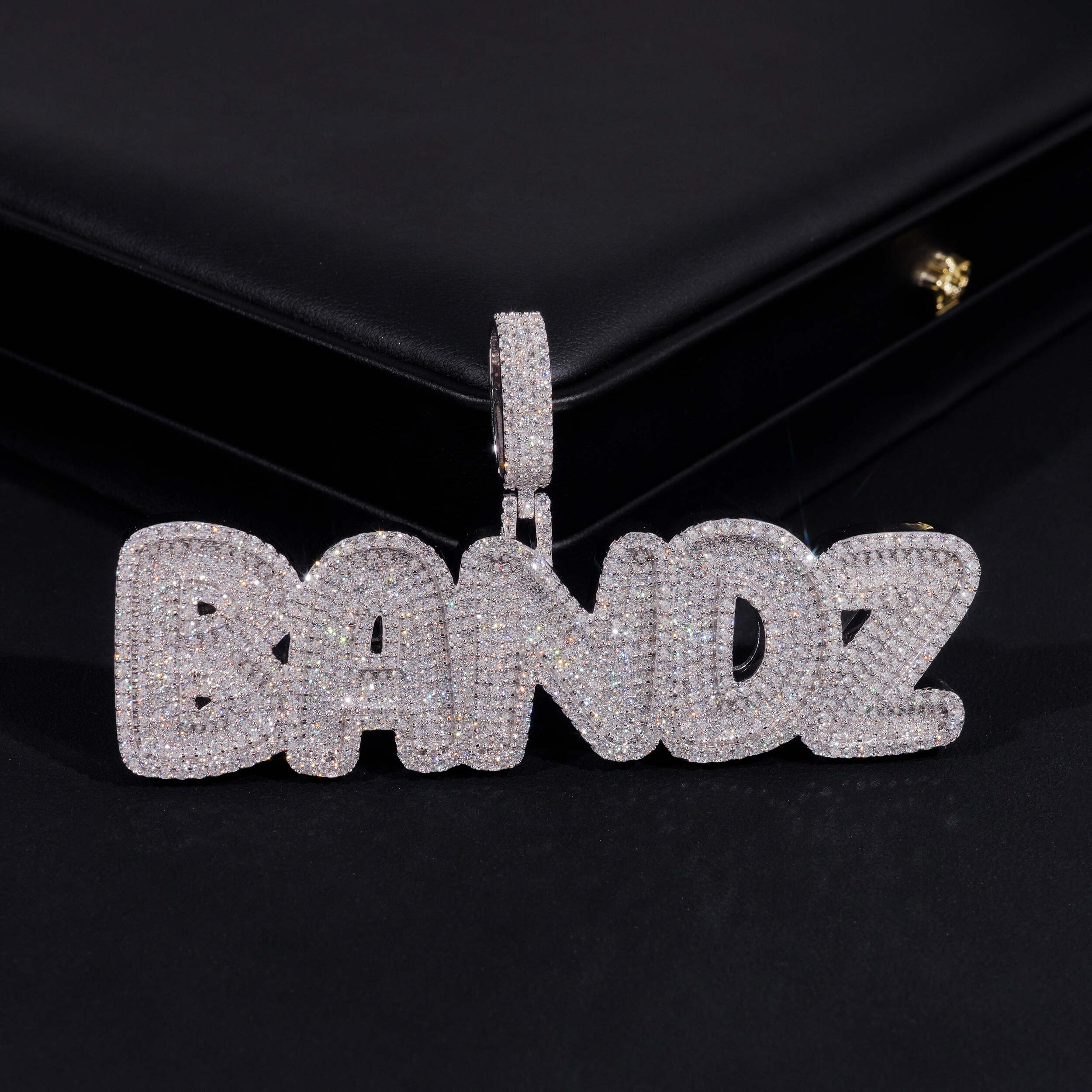 925 Silver Iced Out VVS Moissanite Diamond Custom Name Pendant Match 15MM Cuban