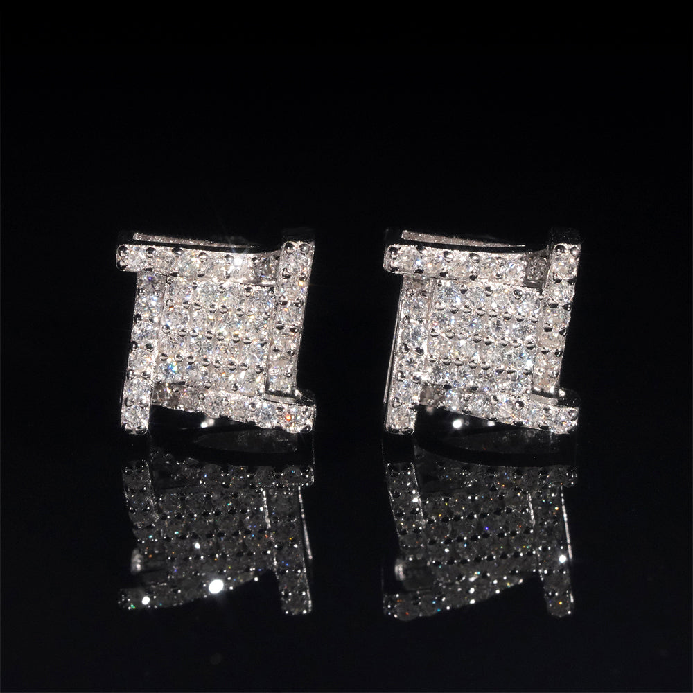 925 Sterling Silver Gra Certificated Iced Out VVS Moissanite Diamond Stud Earrings Hip Hop Jewelry
