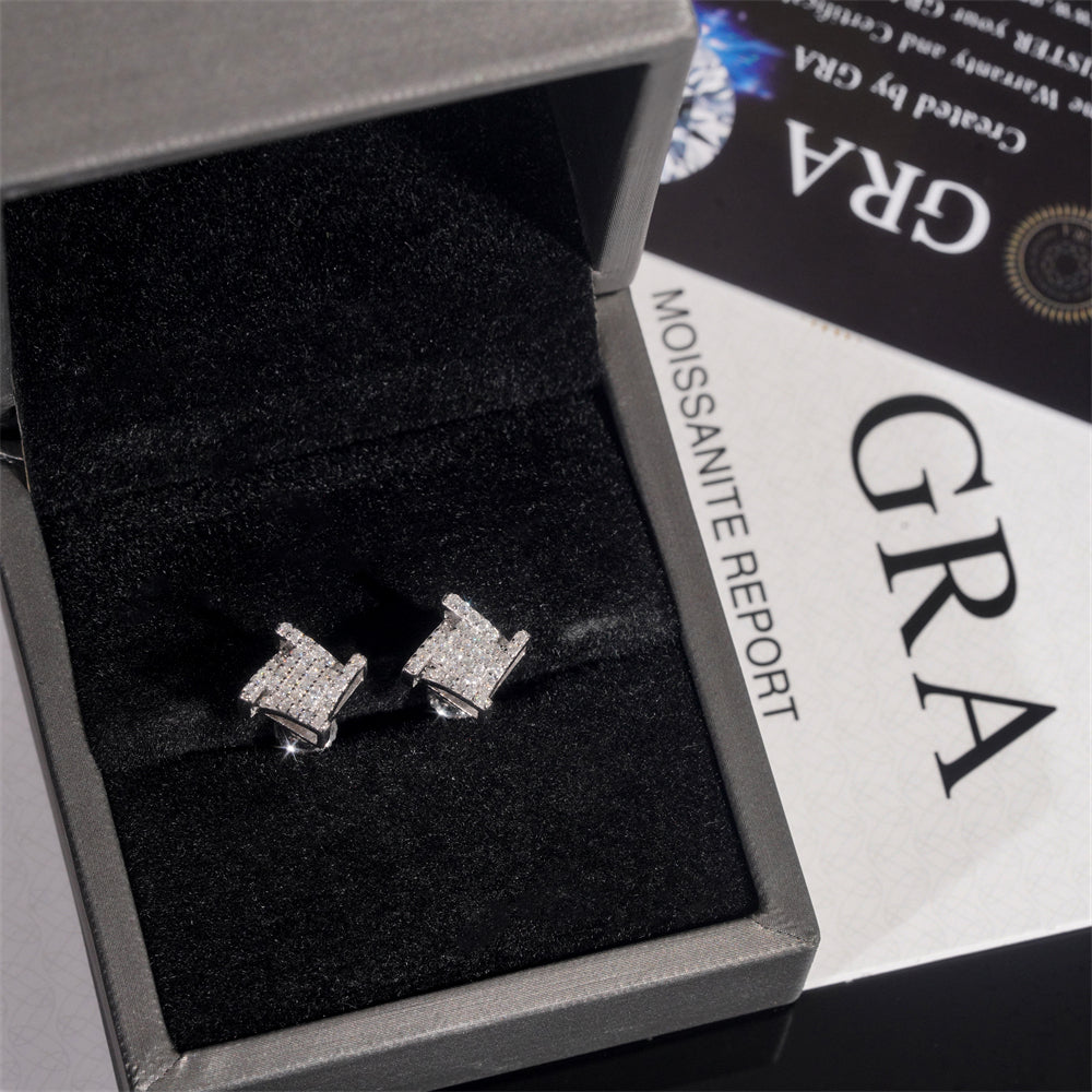 925 Sterling Silver Gra Certificated Iced Out VVS Moissanite Diamond Stud Earrings Hip Hop Jewelry