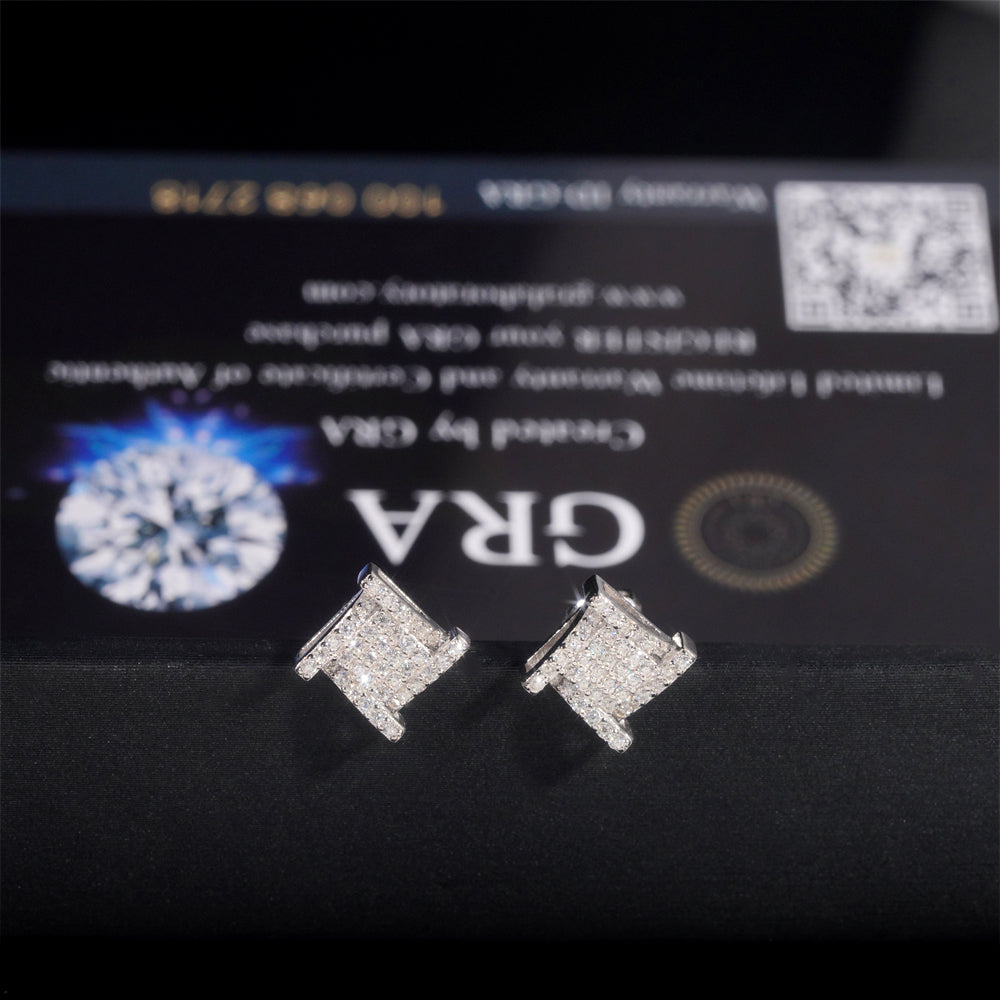 925 Sterling Silver Gra Certificated Iced Out VVS Moissanite Diamond Stud Earrings Hip Hop Jewelry