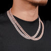 Hip Hop Iced Out 10MM Long Curve Lock Two Rows Moissanite Diamond Cuban Chain Necklace