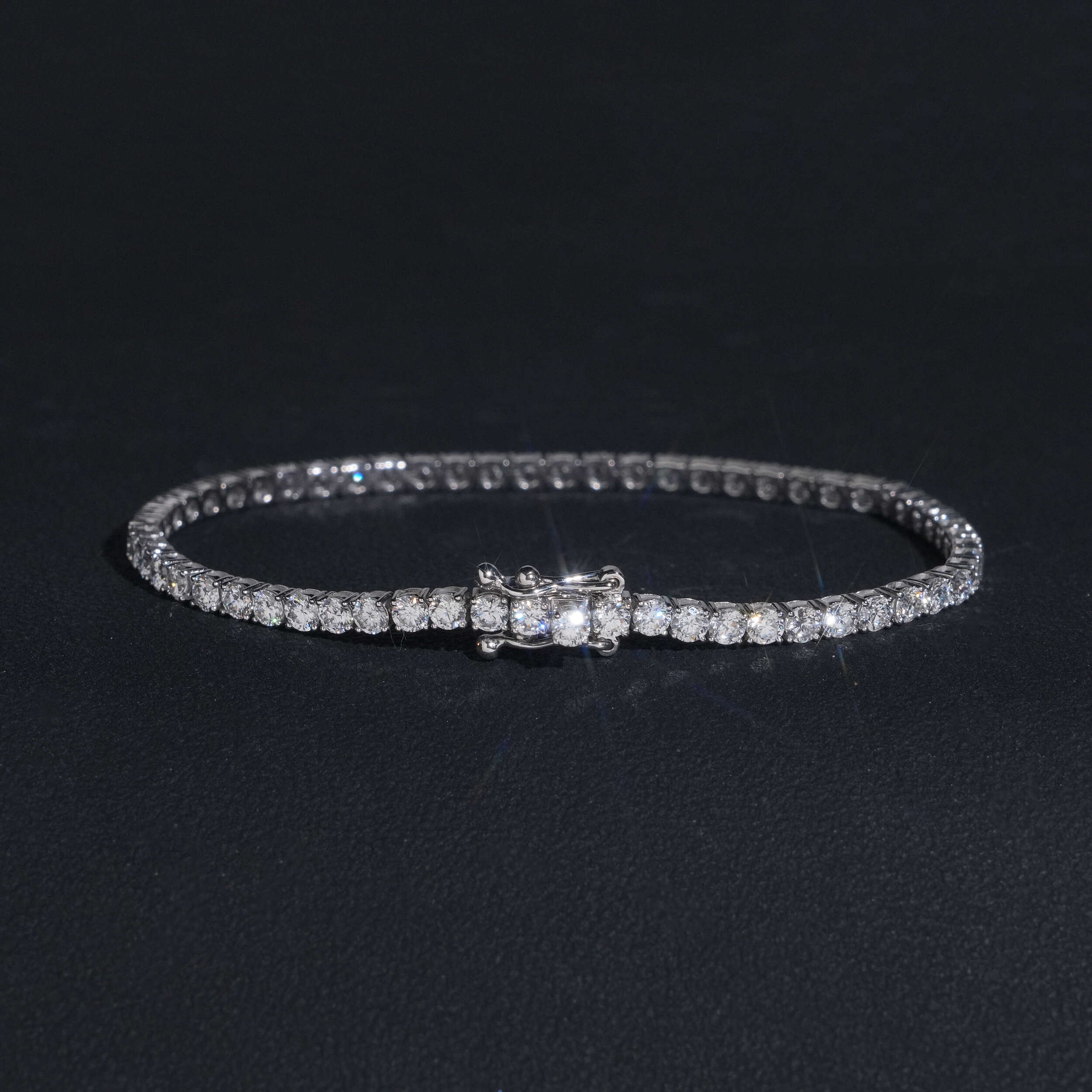 10K White Gold 2MM VVS Lab Diamond Tennis Bracelet