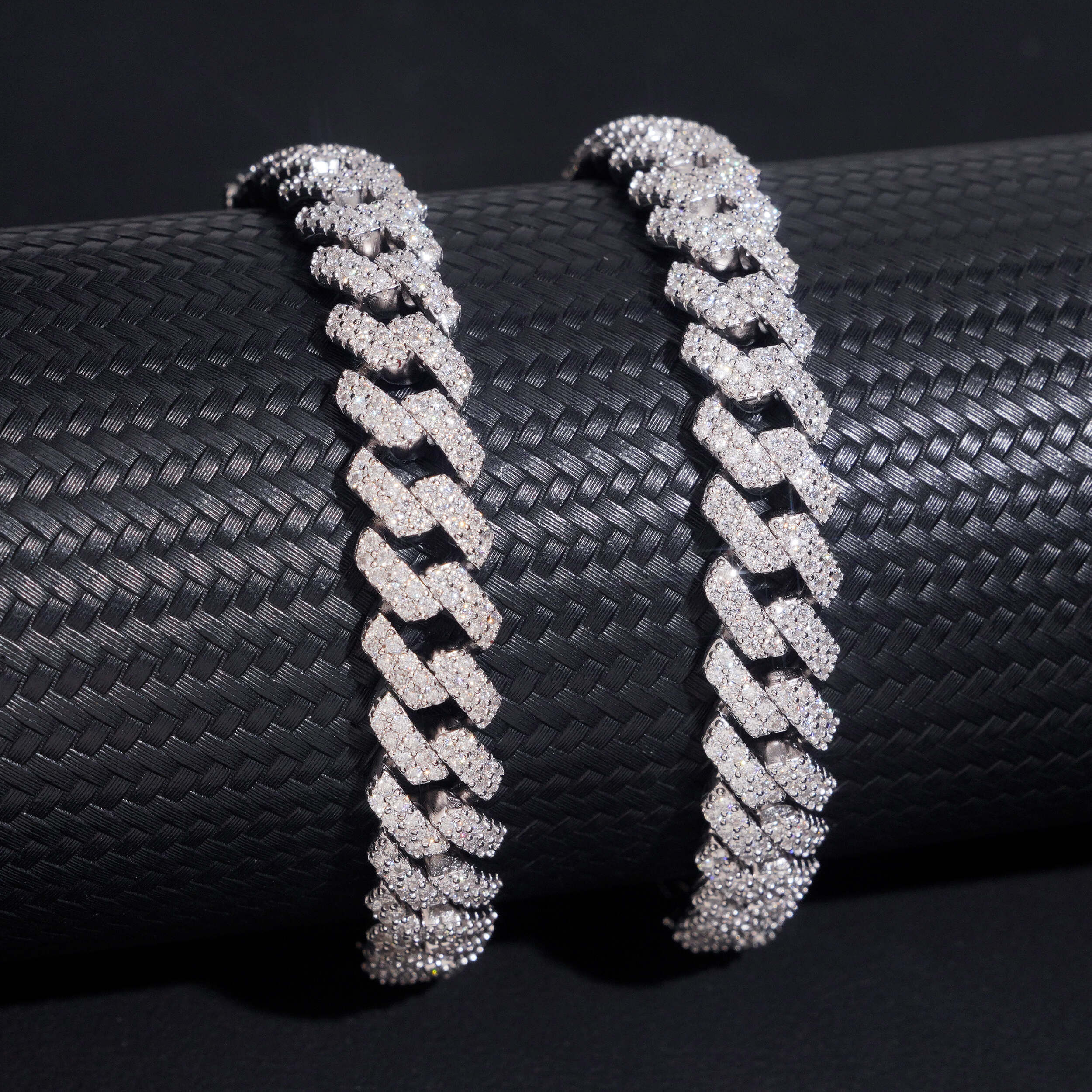 10MM Sterling Silver Lab Grown Diamond Cuban Link Bracelet