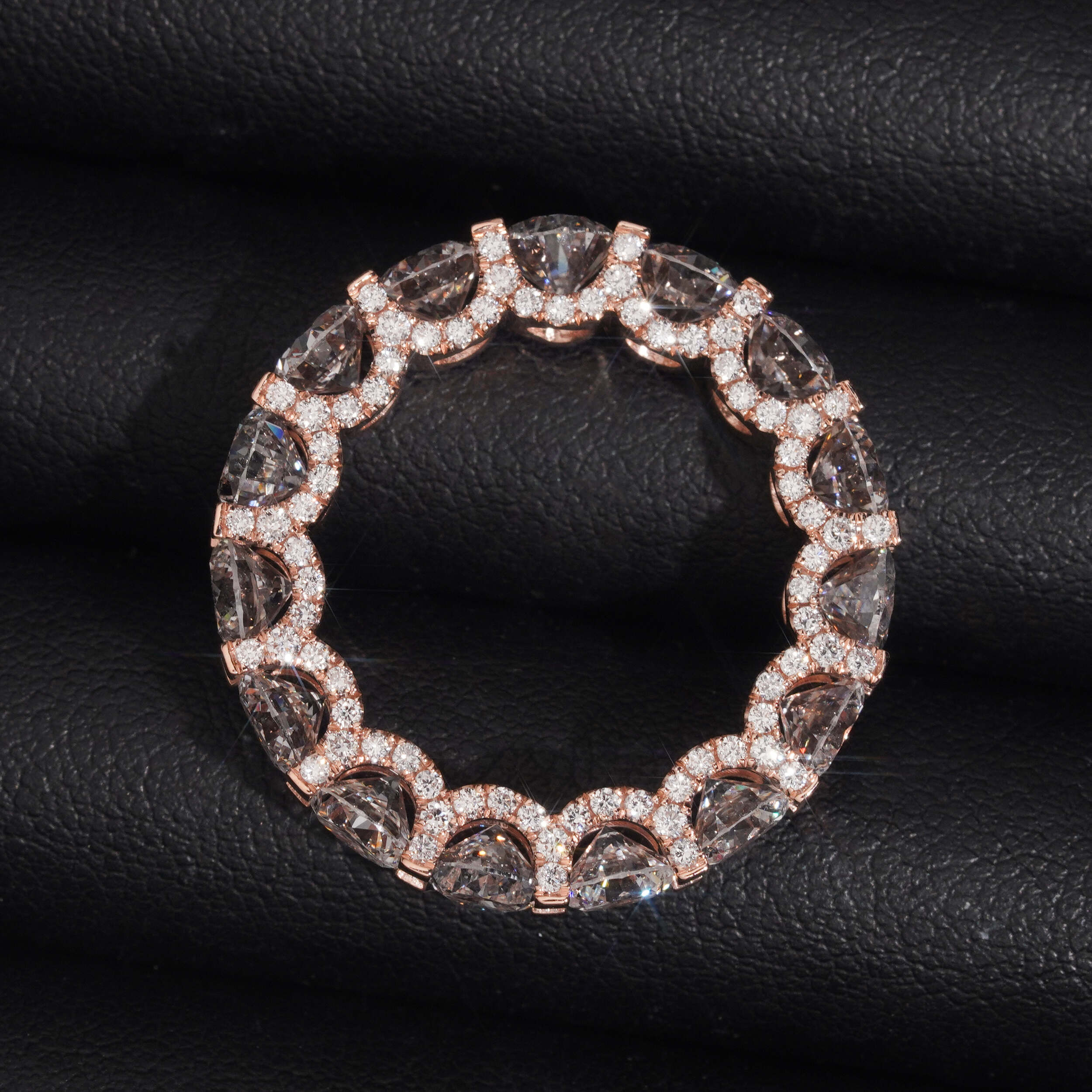 10K Rose Gold VVS Lab Diamond Ring Band Round Mix Pear Cut