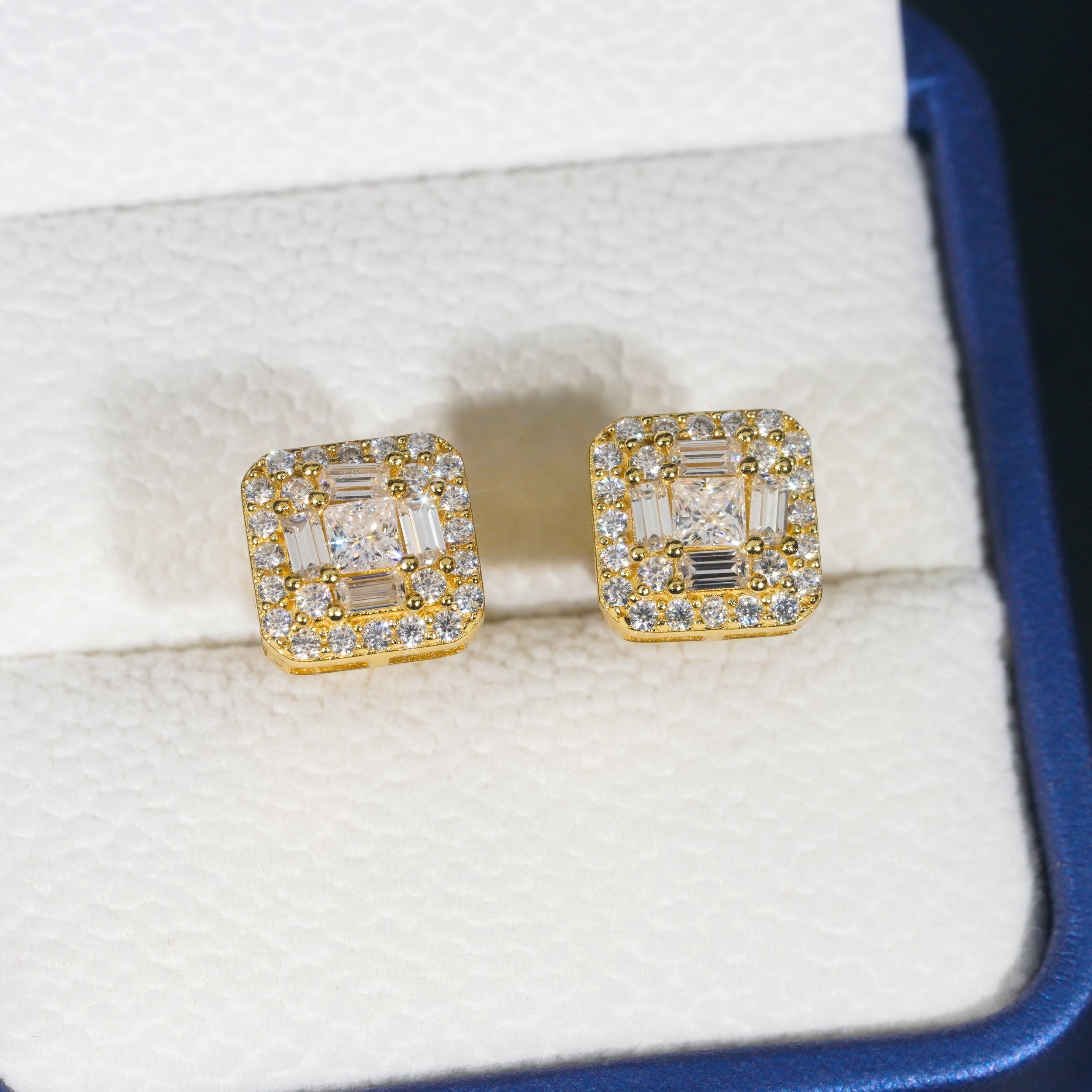 Prata sólida 925 hip hop vvs baguette mix redondo moissanite masculino studs