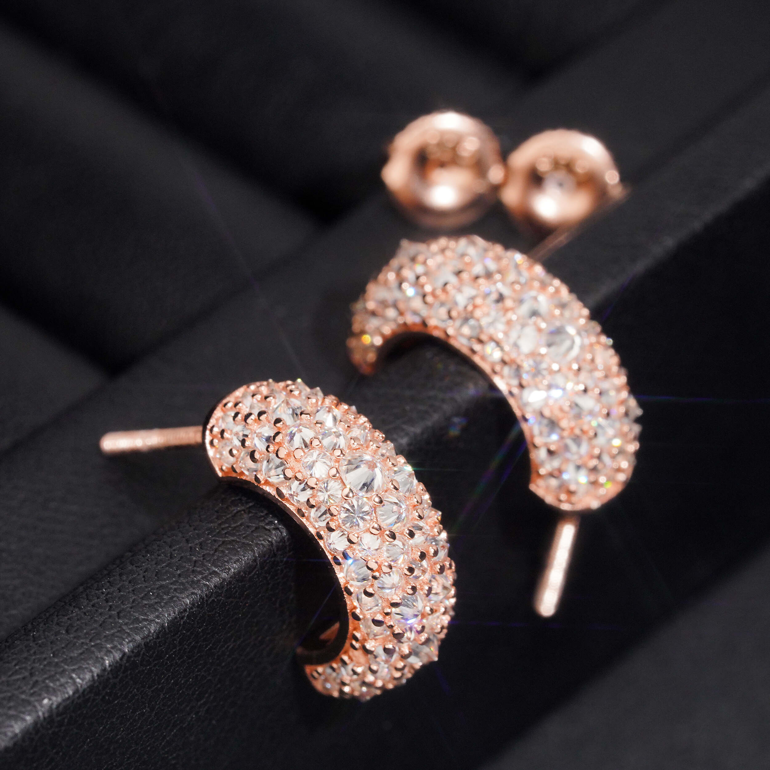 Mosaic Setting Moissanite Diamond Hoop Earrings