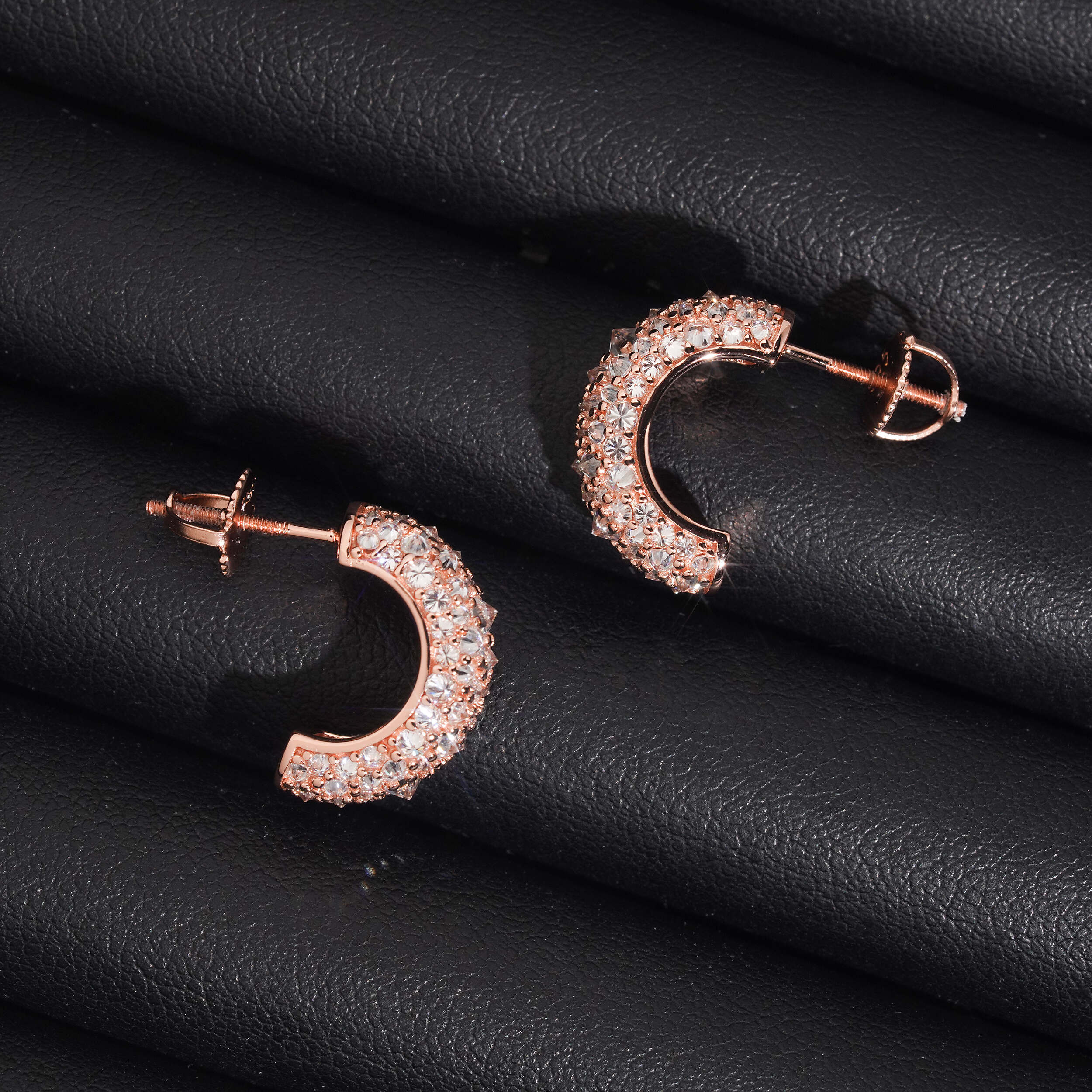 Mosaic Setting Moissanite Diamond Hoop Earrings