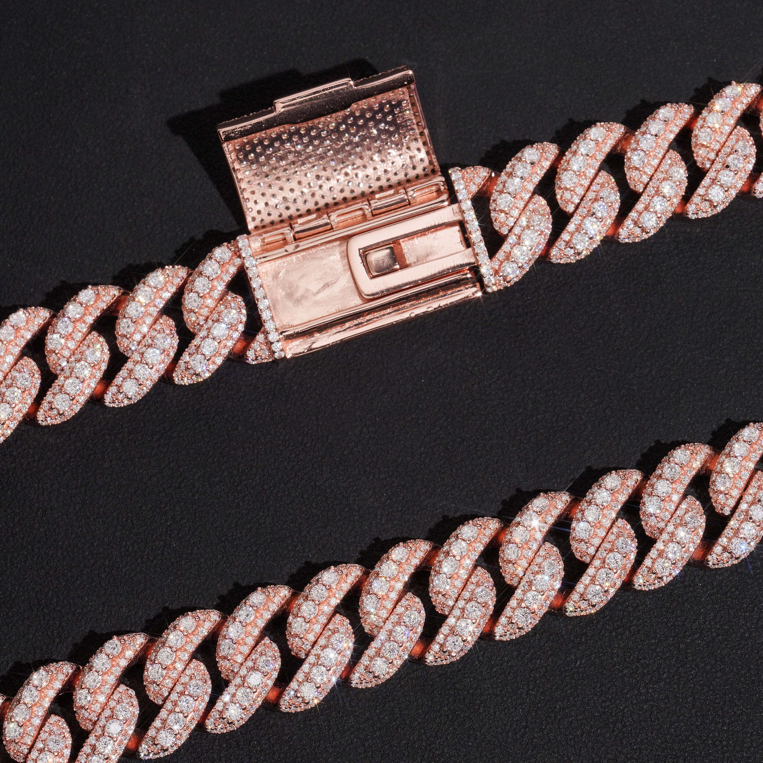 13MM Rose Gold Raised Stone Cuban VVS Moissanite