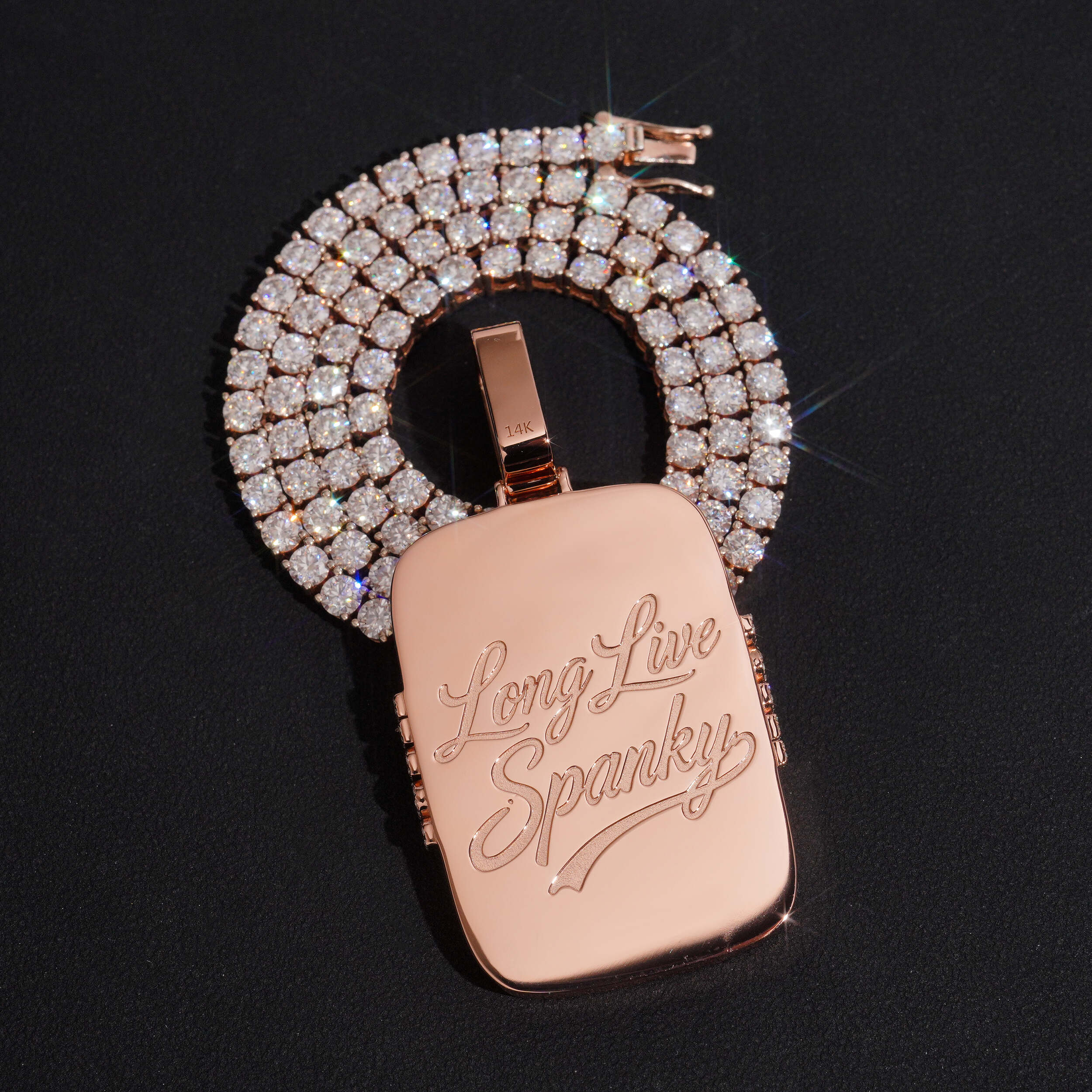 2.5Inch Tall Dog Tag Name Pendant VVS Moissanite Diamond Iced Out