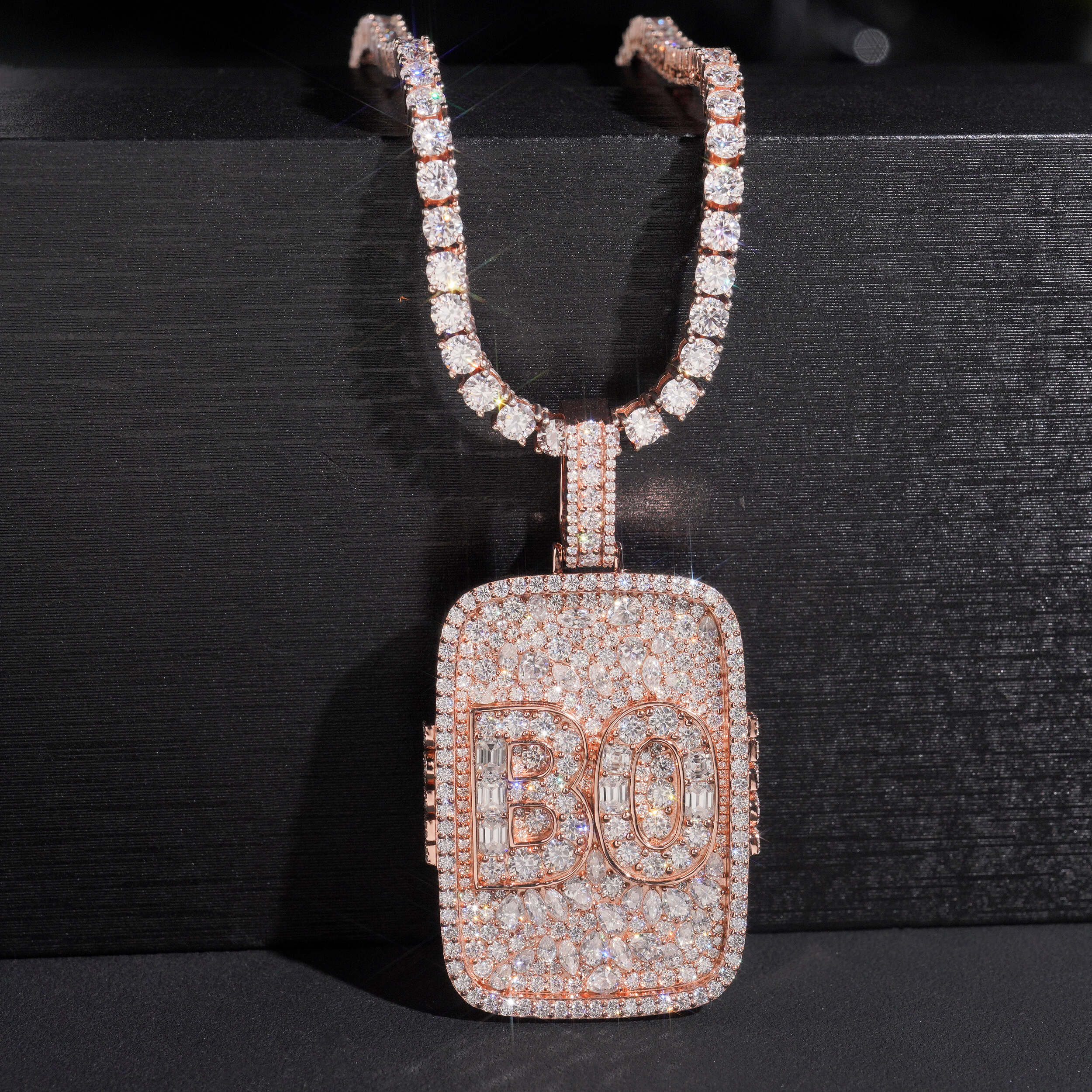 2.5Inch Tall Dog Tag Name Pendant VVS Moissanite Diamond Iced Out