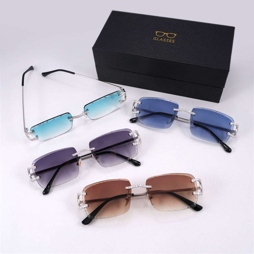 Moissanite Diamond Classic Sunglasses 14K Gold