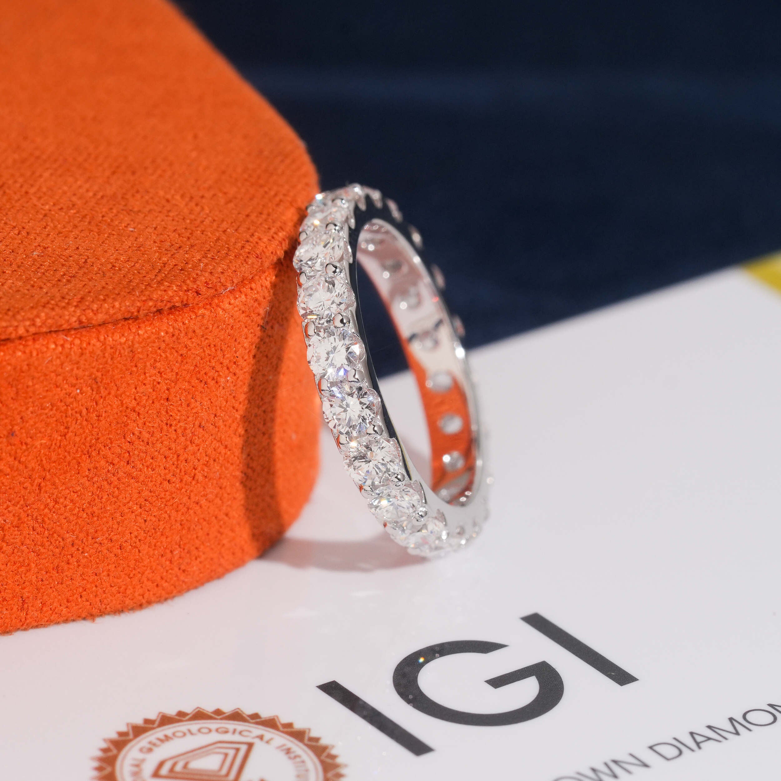 925 Sterling Silver Lab Grown Diamond 3MM Eternity Ring Band