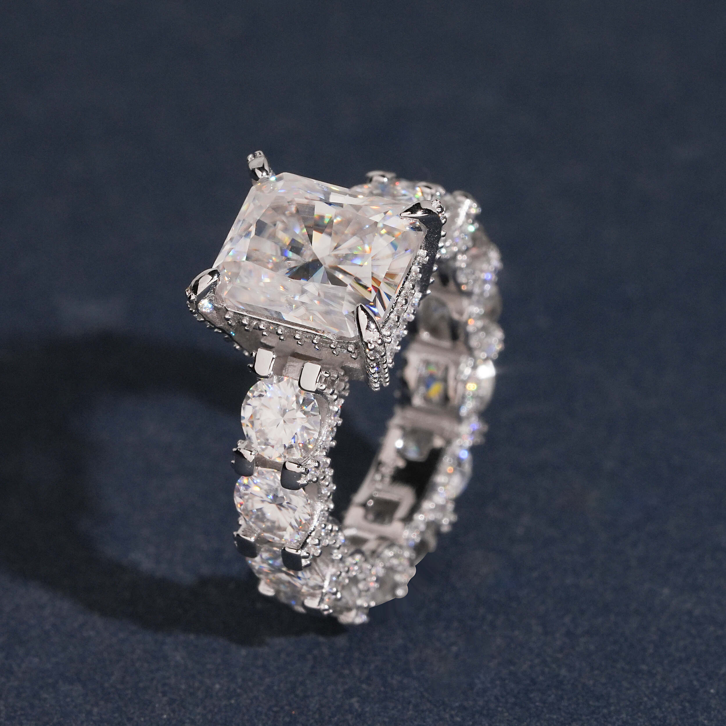 Radiant Cut Fully Iced Women Moissanite Diamond Ring