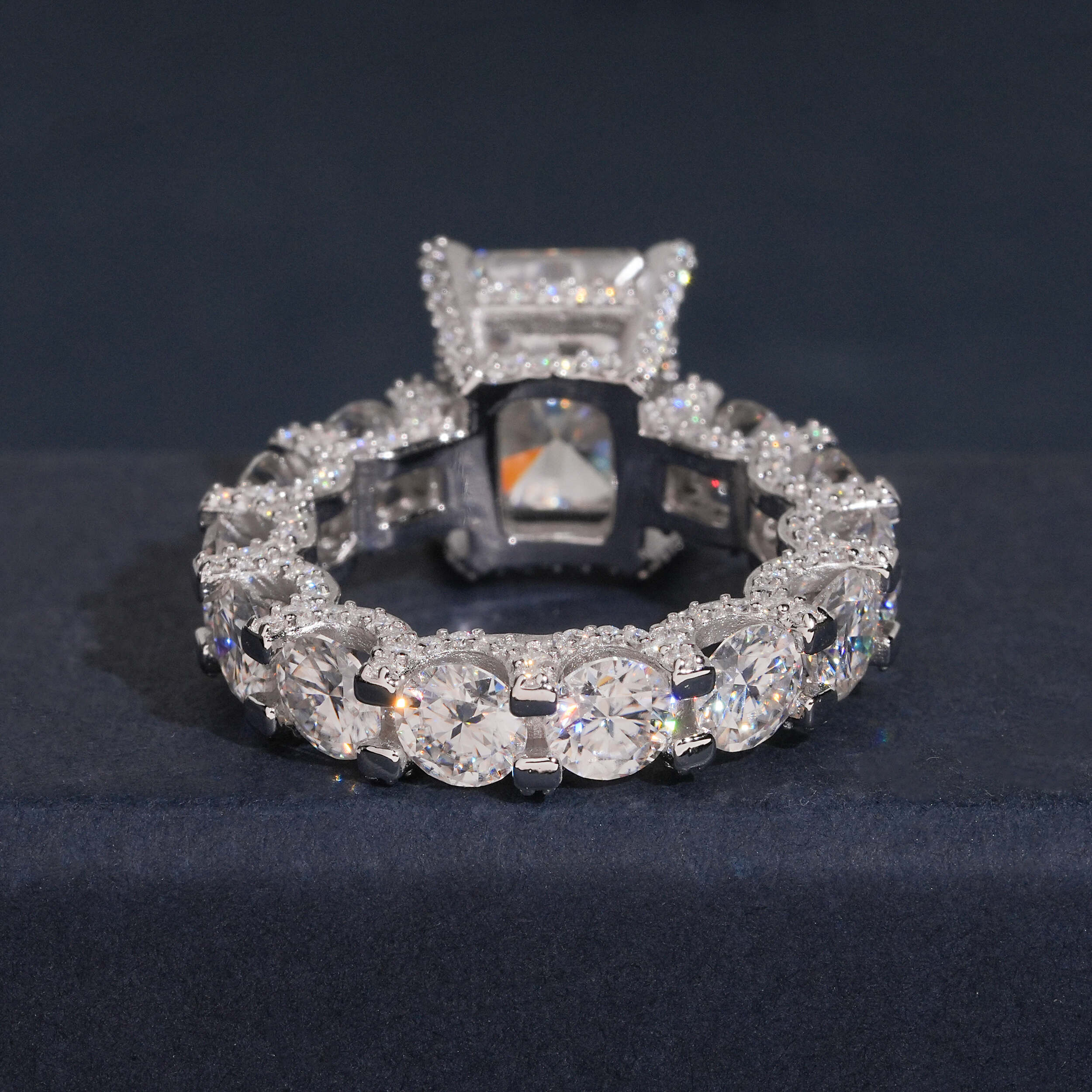 Radiant Cut Fully Iced Women Moissanite Diamond Ring