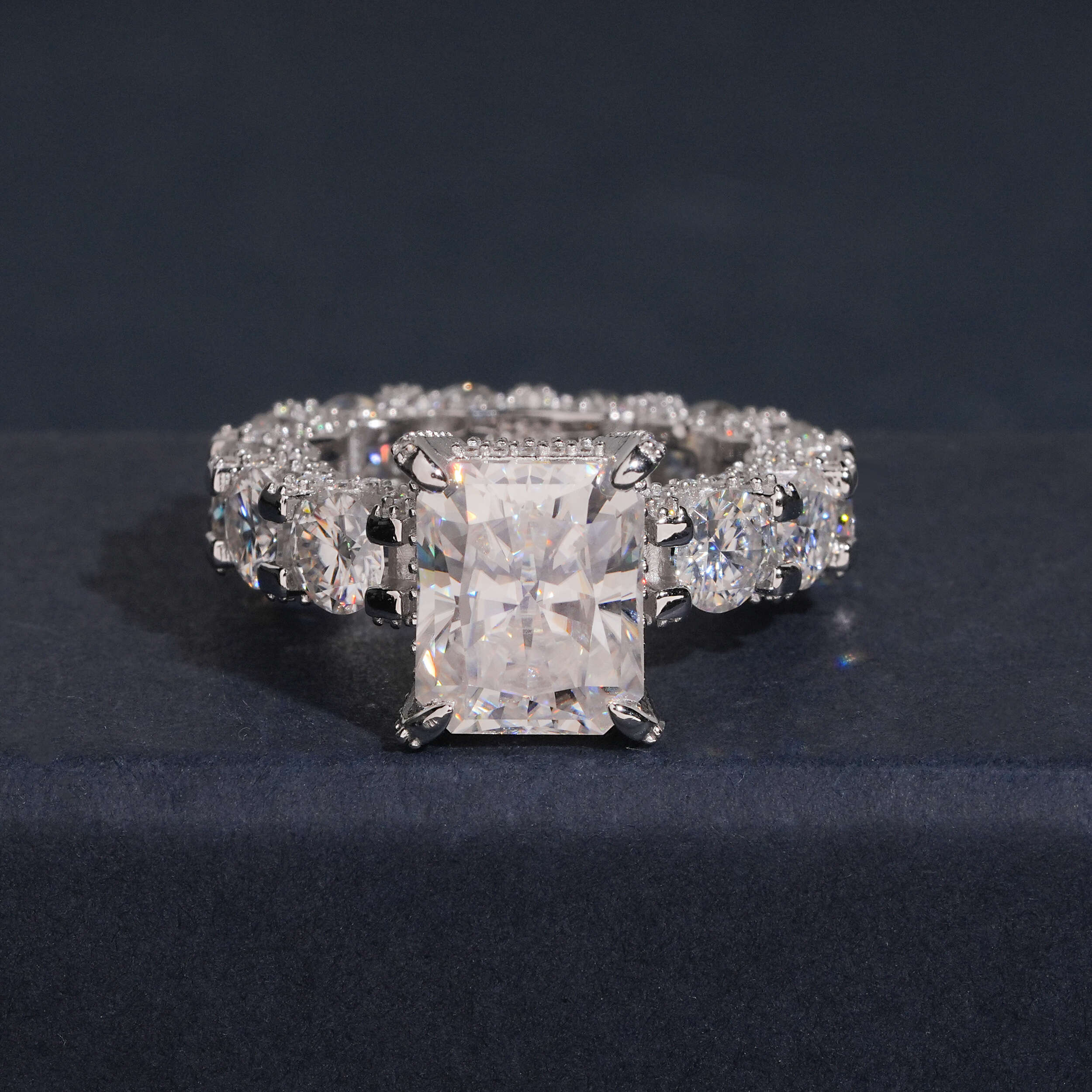 Radiant Cut Fully Iced Women Moissanite Diamond Ring