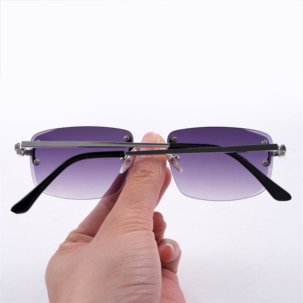 Moissanite Diamond Rimless Sunglasses 14K Gold