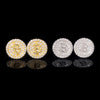 Iced Out 925 Sterling Silver Bitcoin Logo Stud Earrings Screw Back For Men And Women