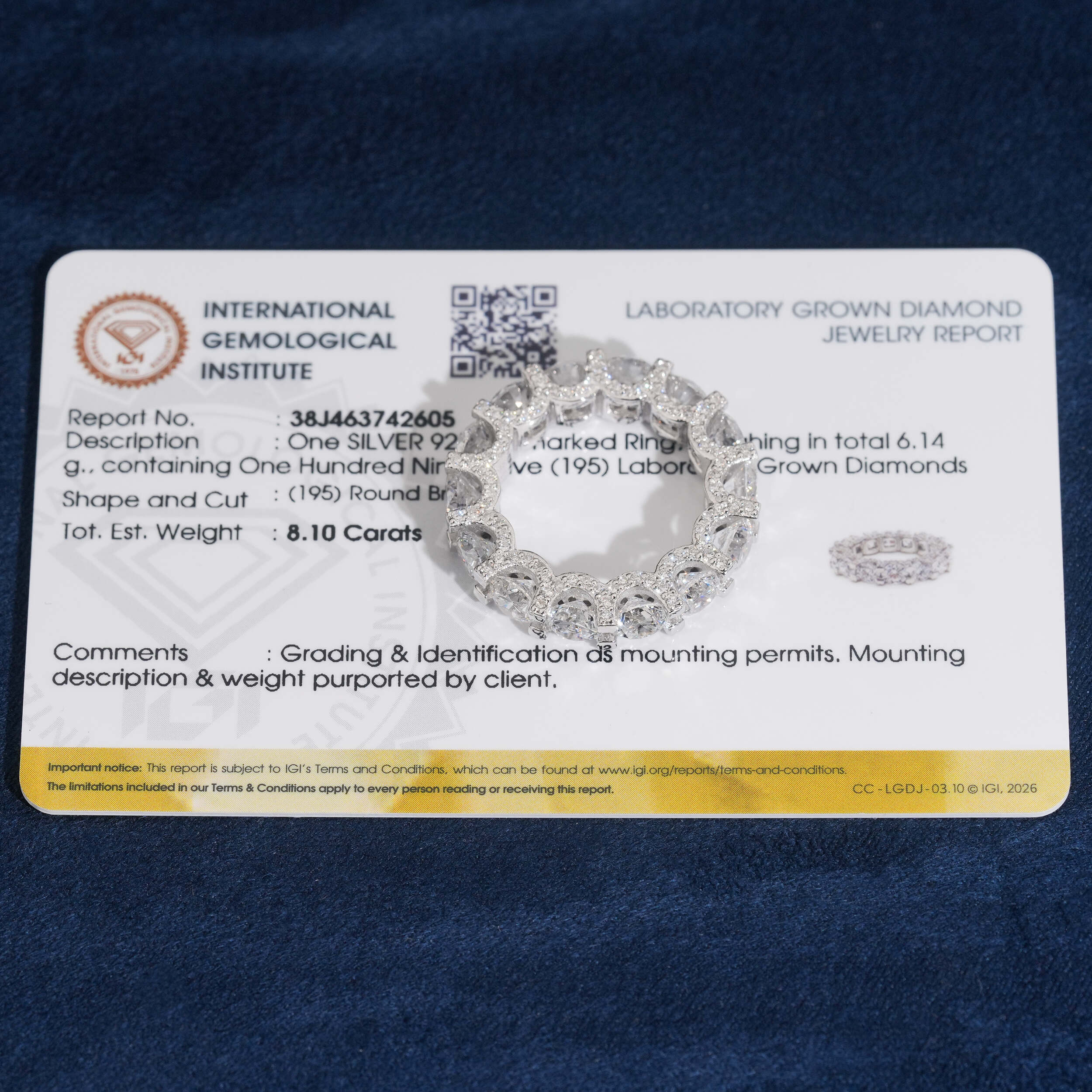 925 Sterling Silver Lab Grown Diamond 50 Pointer Eternity Ring Band Side Iced