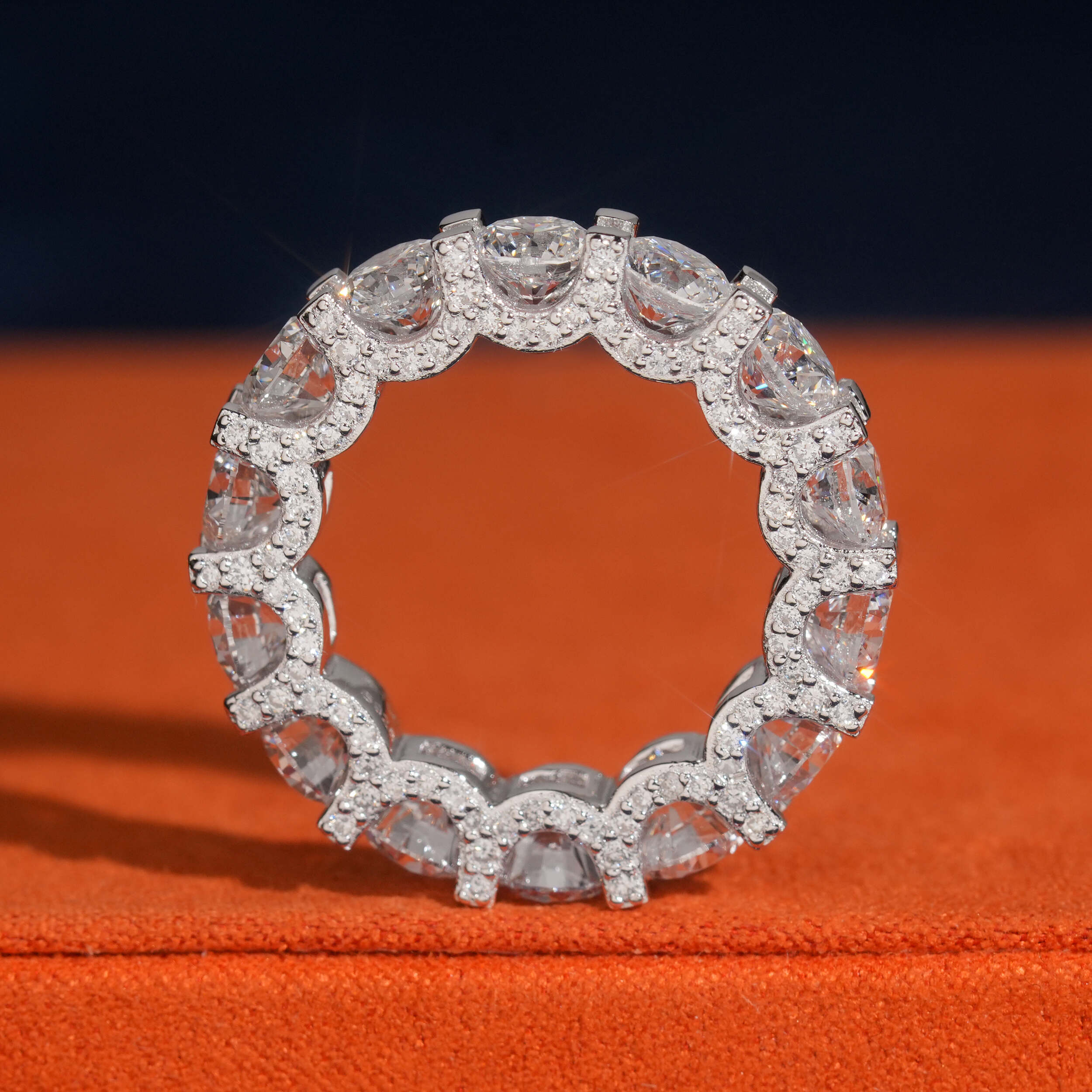 925 Sterling Silver Lab Grown Diamond 50 Pointer Eternity Ring Band Side Iced