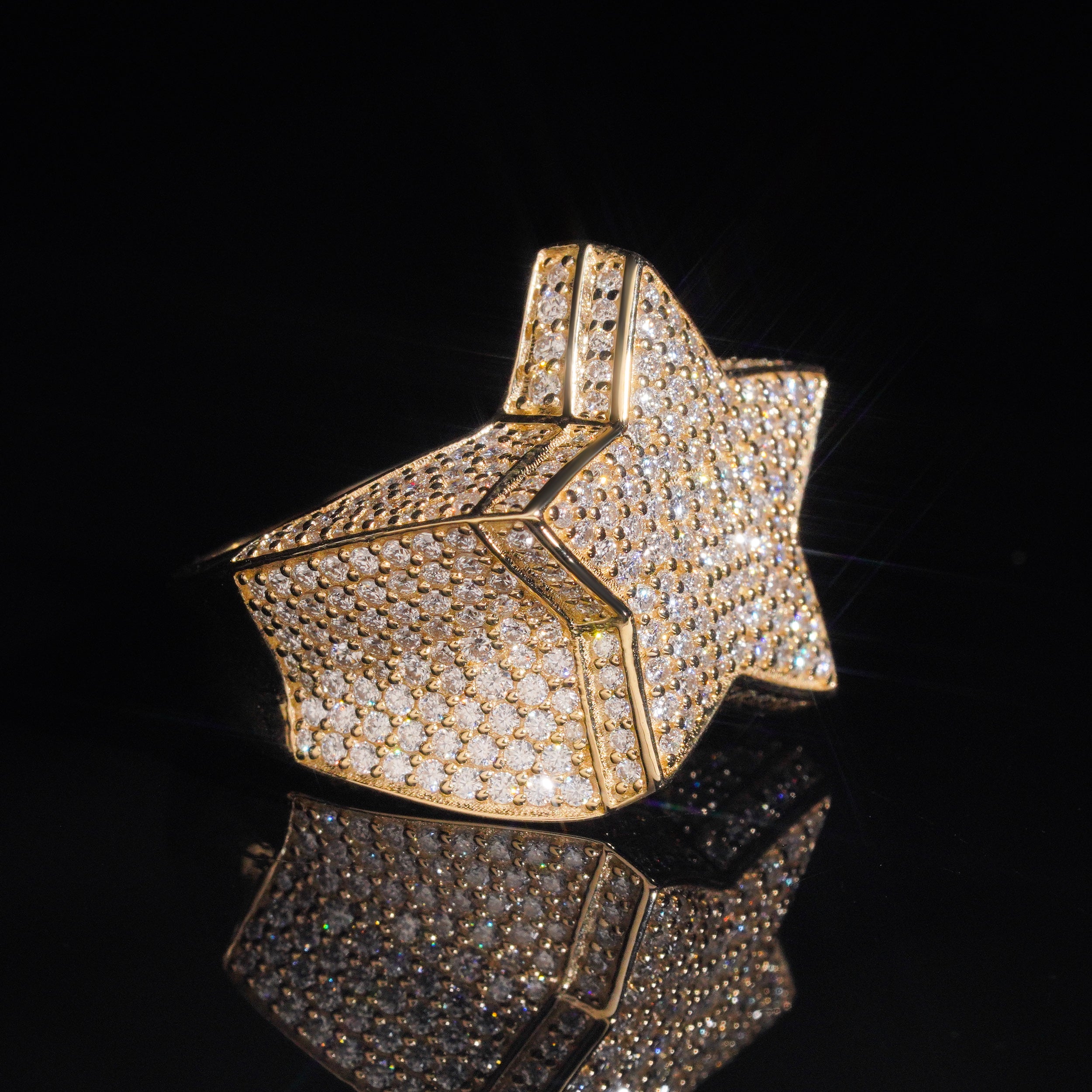 10K Yellow Gold VVS Lab Grown Diamond Star Ring