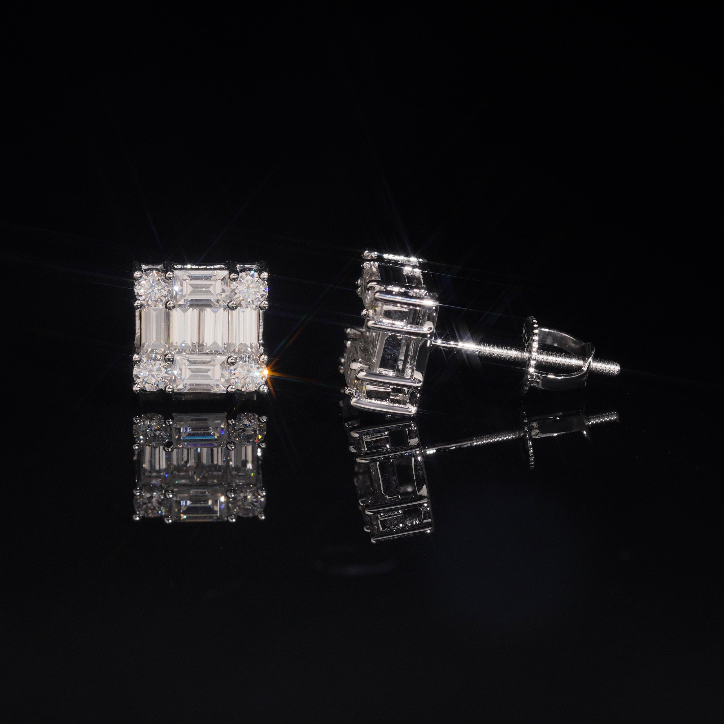 10K White Gold VVS Lab Grown Diamond Stud Earrings For Men