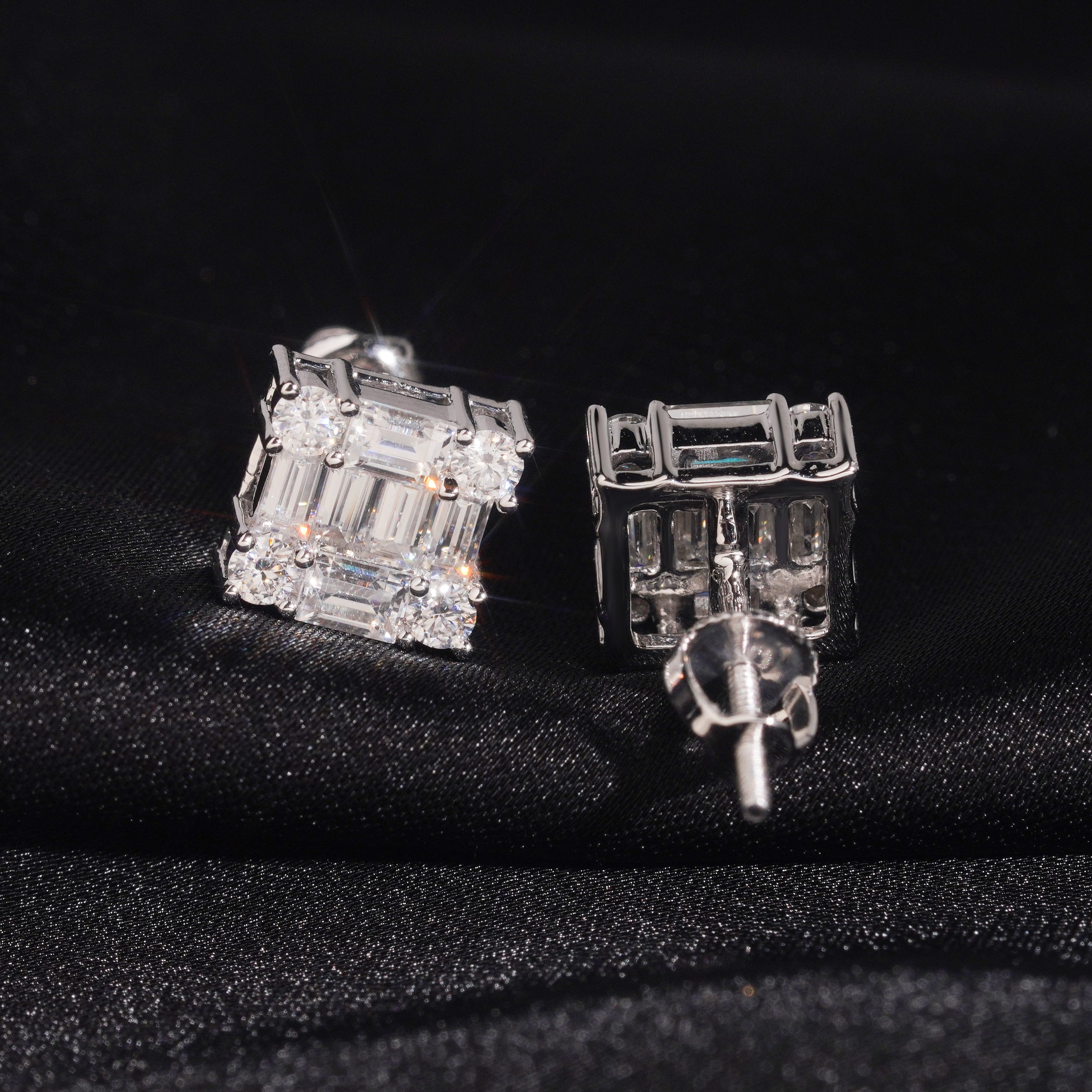 10K White Gold VVS Lab Grown Diamond Stud Earrings For Men