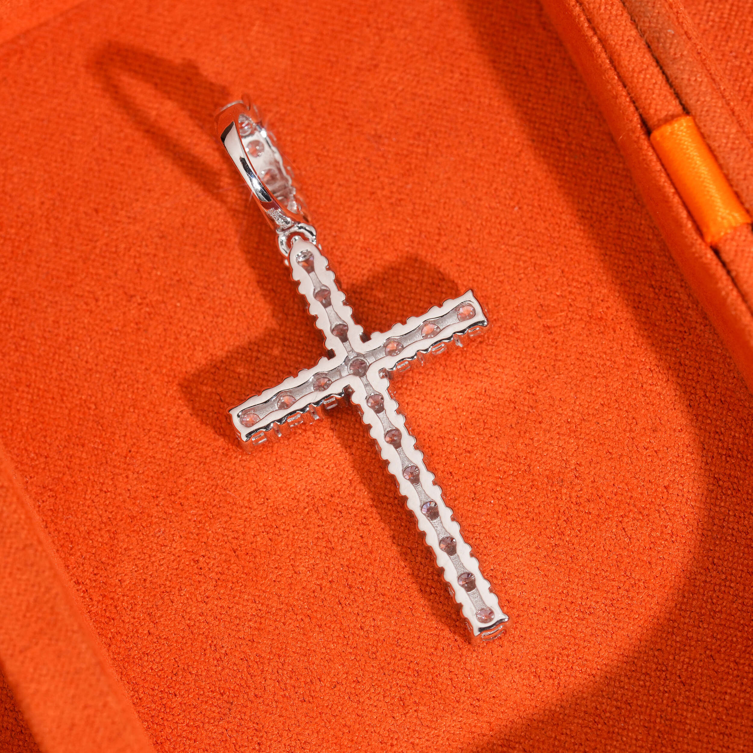 925 Sterling Silver Lab Grown Diamond Cross Pendant Charm 3MM