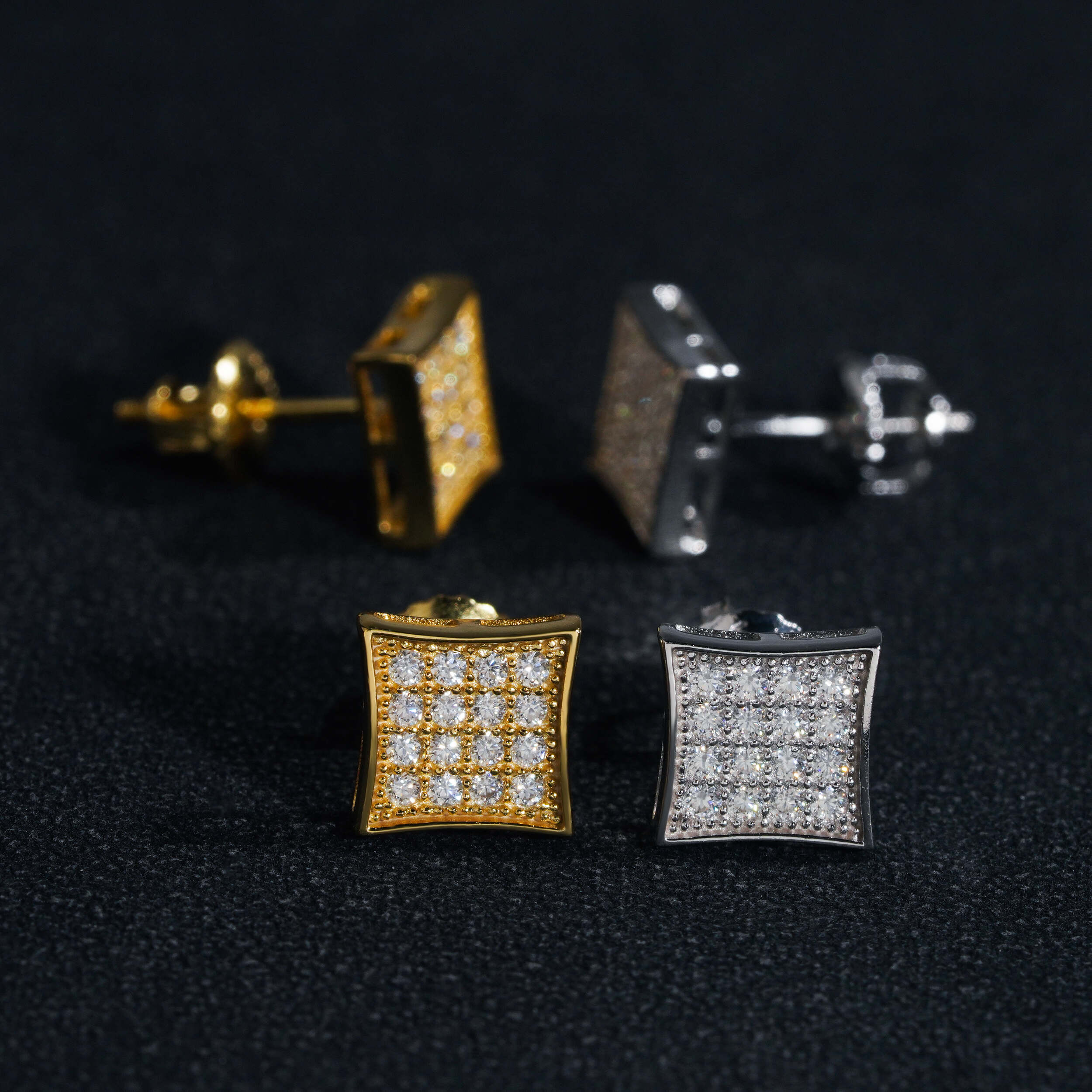 925 Silver Moissanite Diamond Kite Stud Earrings for Hip Hop Style