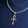 925 Sterling Silver Lab Grown Diamond Ankh Cross Pendant Charm