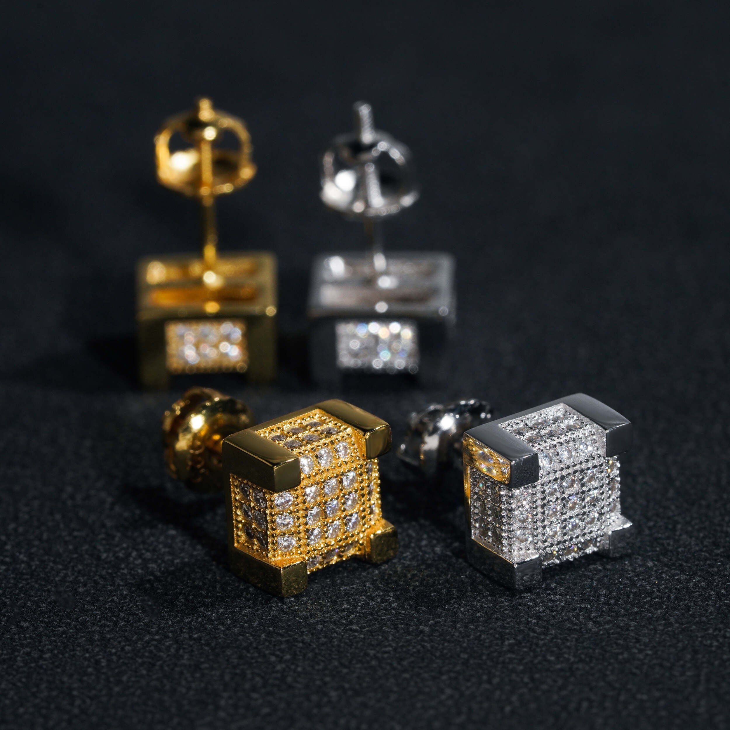Square Men's Iced Out VVS Moissanite Earrings Hip Hop Bling Jewelry