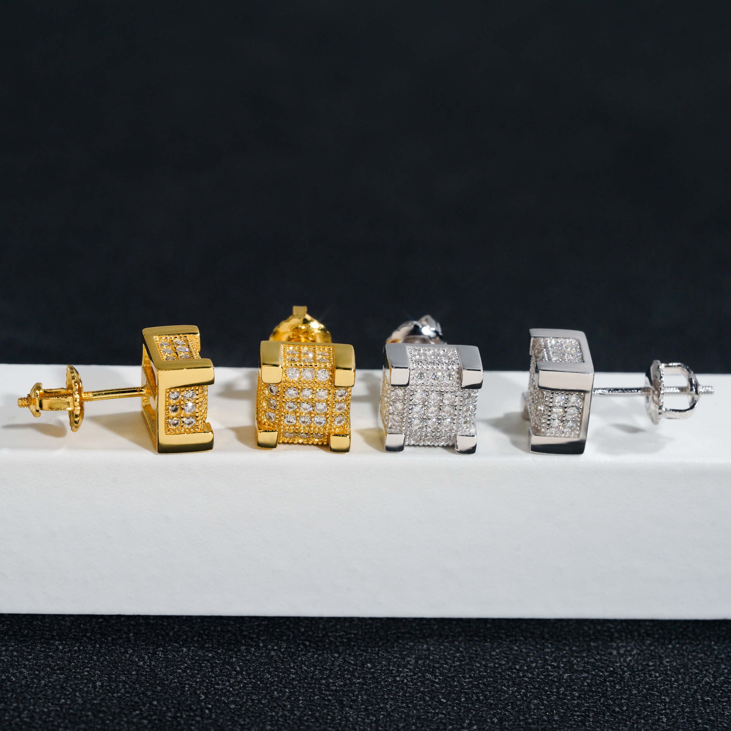 Square Men's Iced Out VVS Moissanite Earrings Hip Hop Bling Jewelry