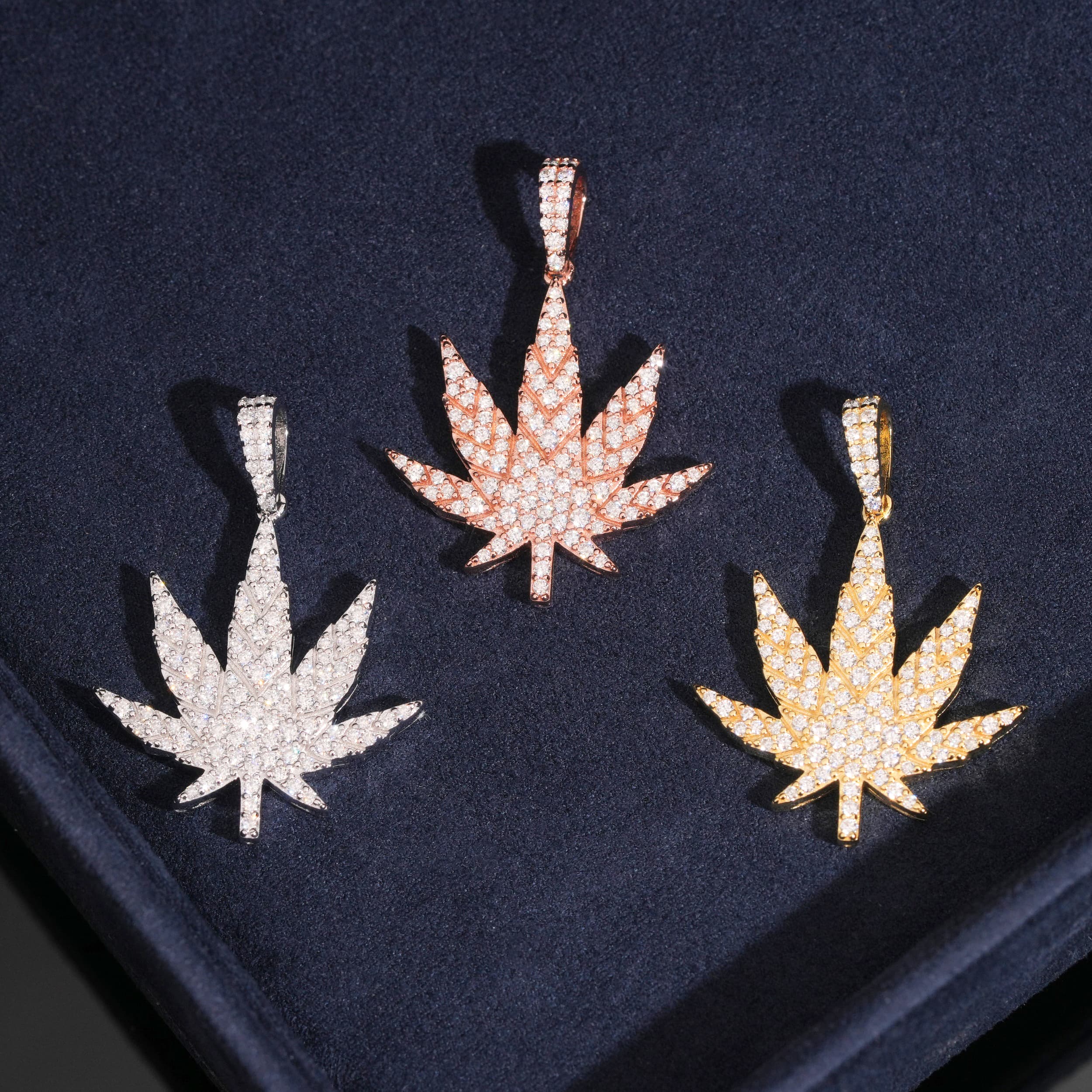 VVS Moissanite Diamond Iced Out Silver Leaf Pendant