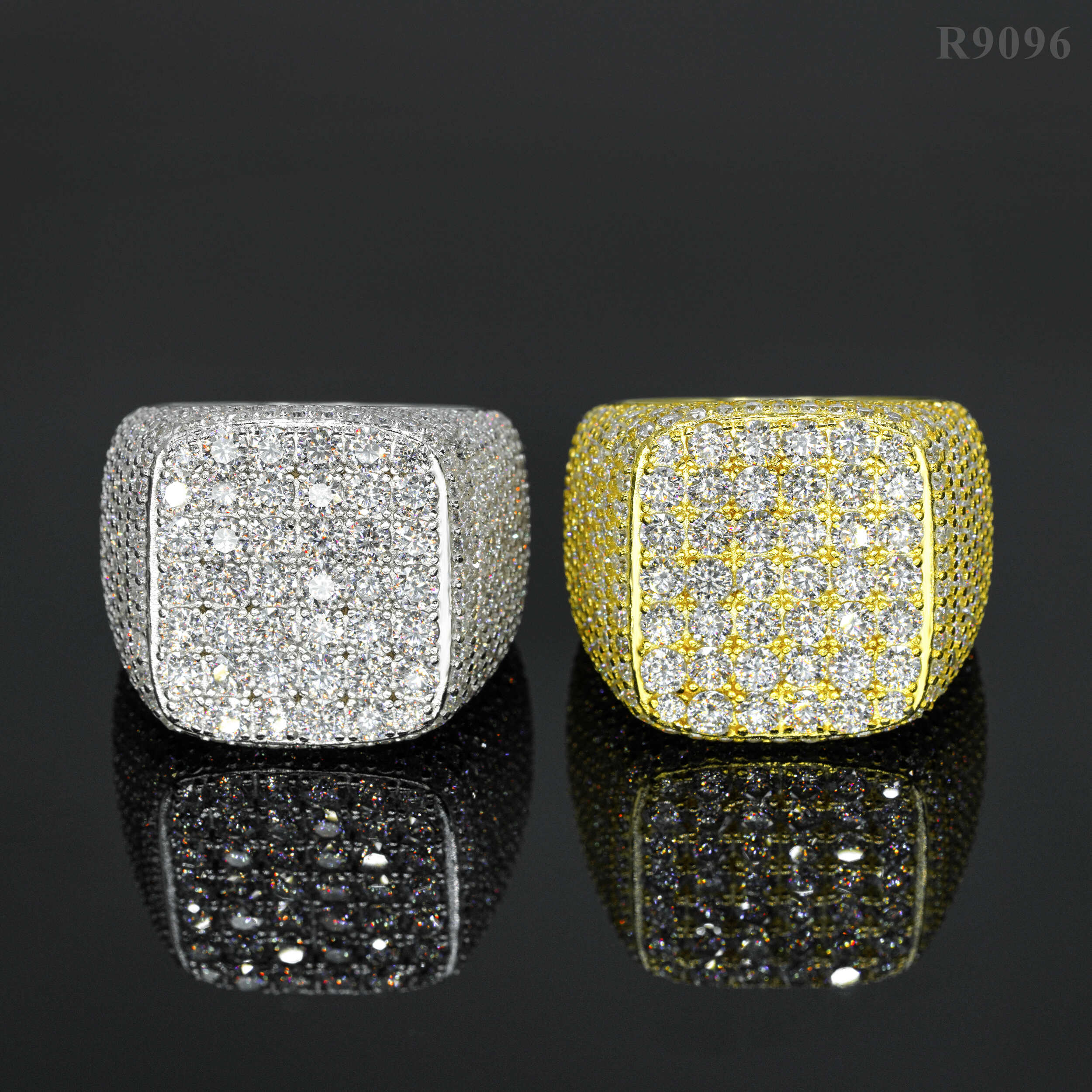 925 Sterling Silver Men's VVS Moissanite Diamond Ring Iced Out Hip Hop Jewelry
