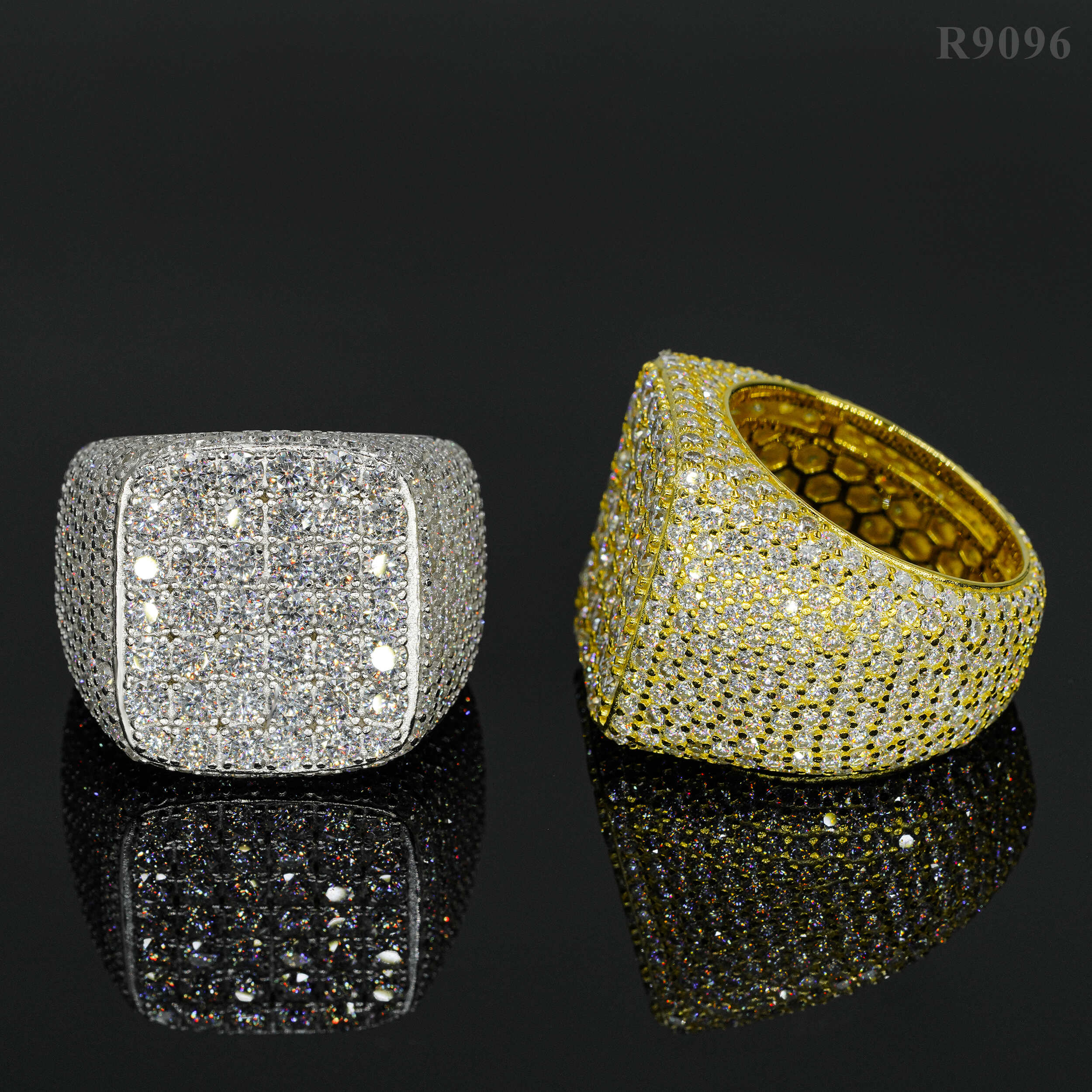 925 Sterling Silver Men's VVS Moissanite Diamond Ring Iced Out Hip Hop Jewelry