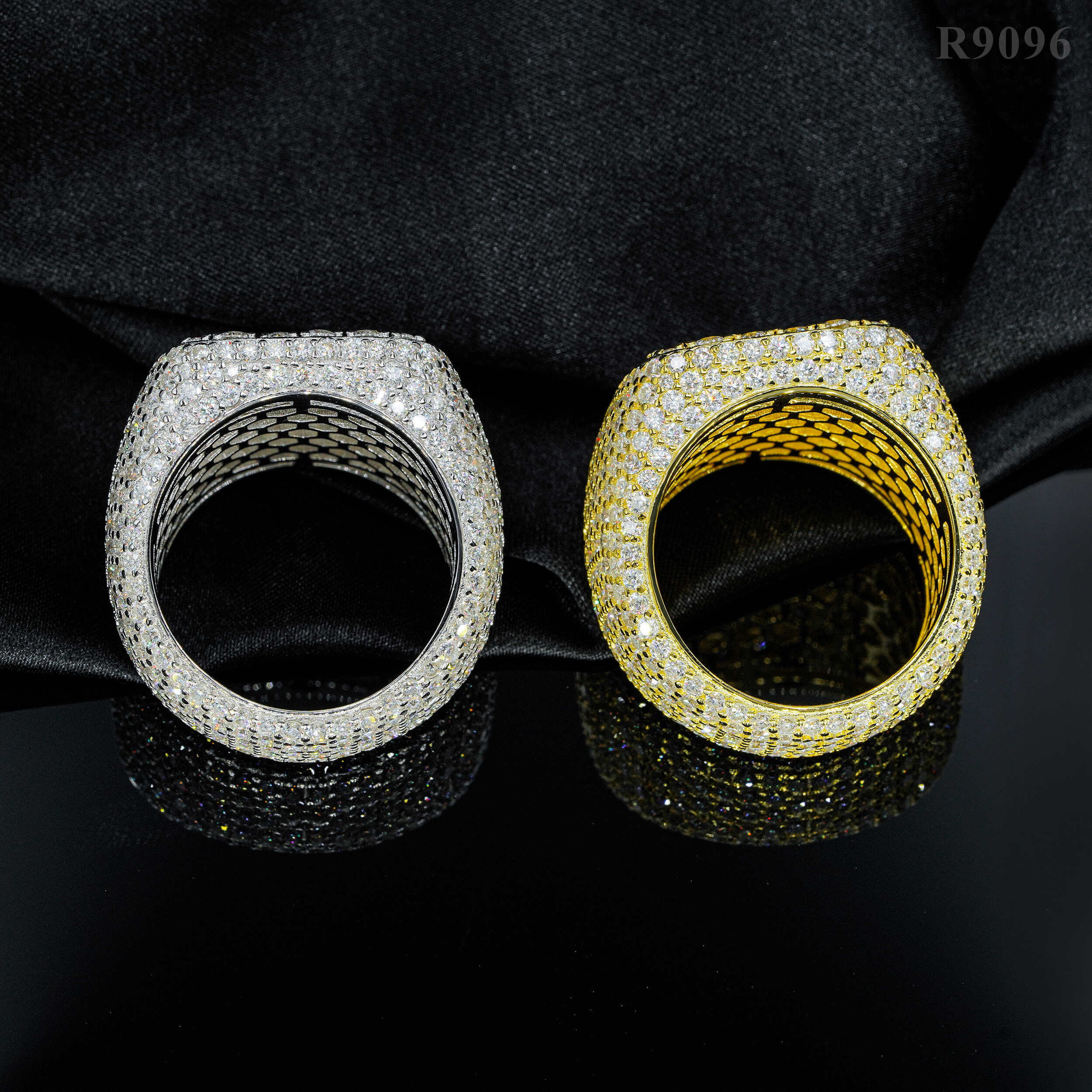 925 Sterling Silver Men's VVS Moissanite Diamond Ring Iced Out Hip Hop Jewelry