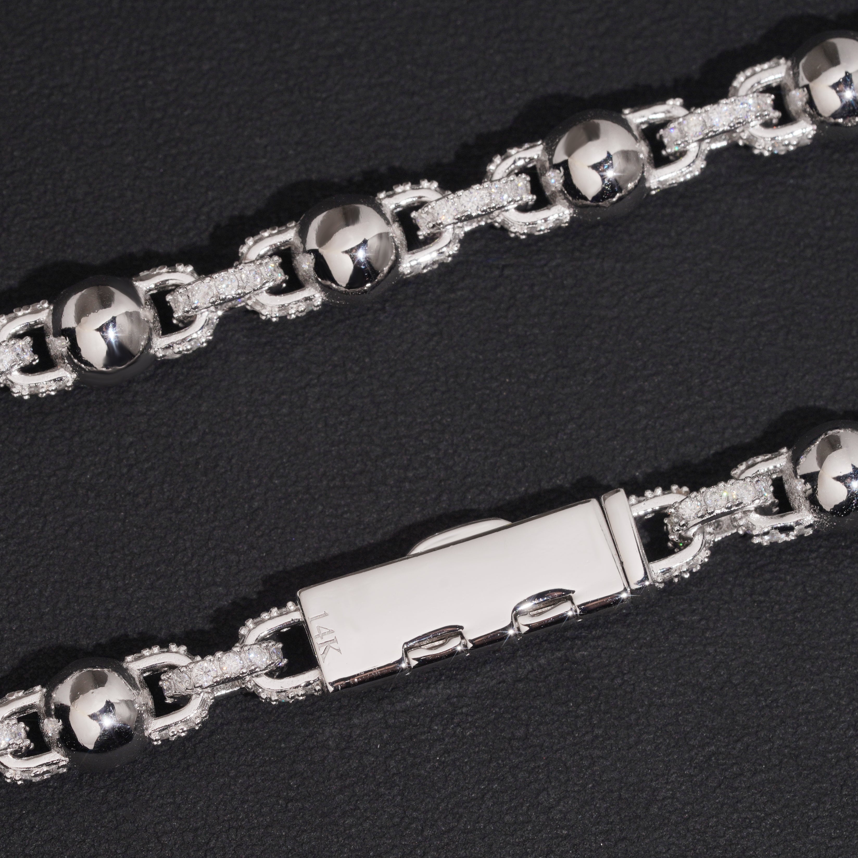 8MM Moissanite Diamond Rosary Ball Chain