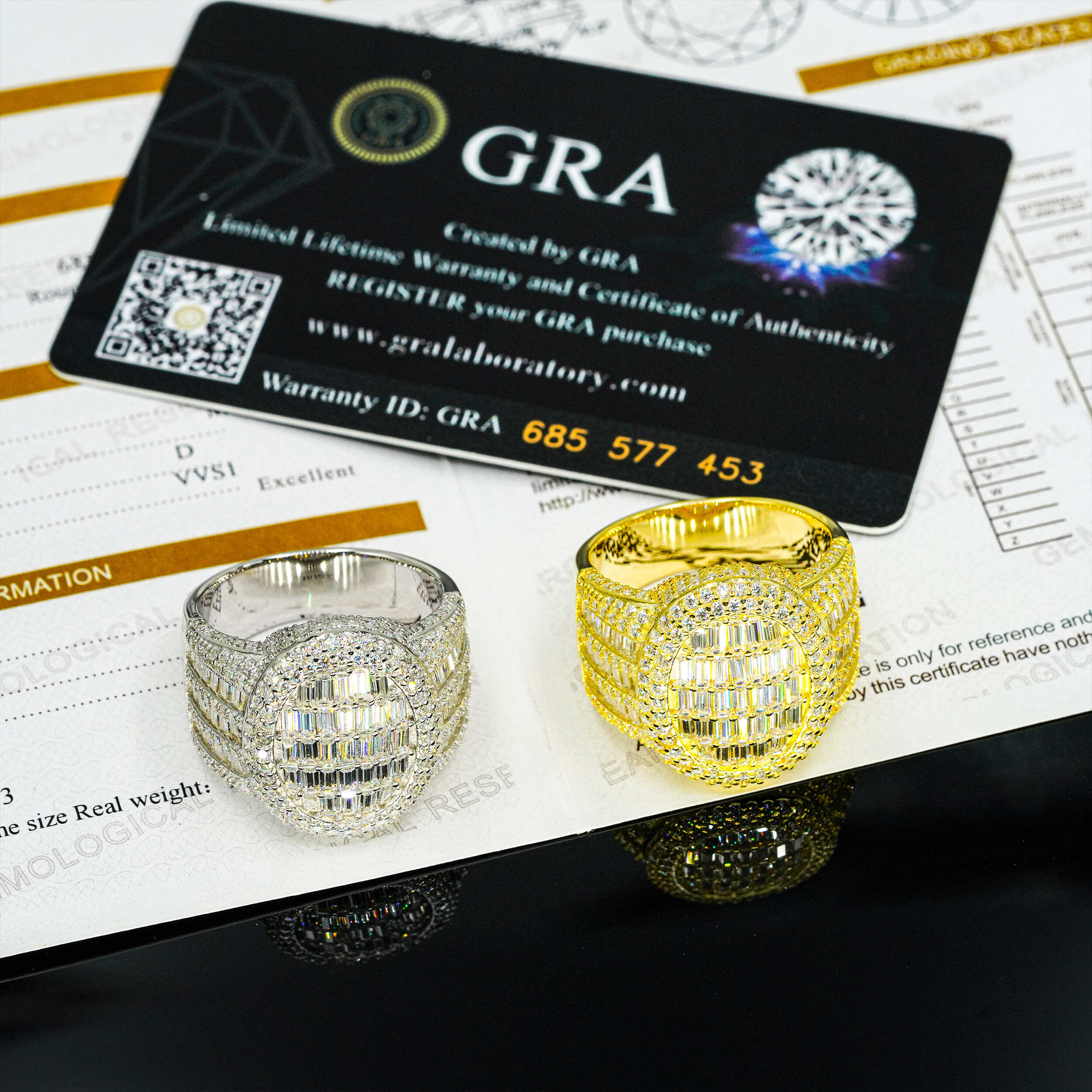 sterling silver 925 vvs baugette moissanite oval ring iced out hip hop for men