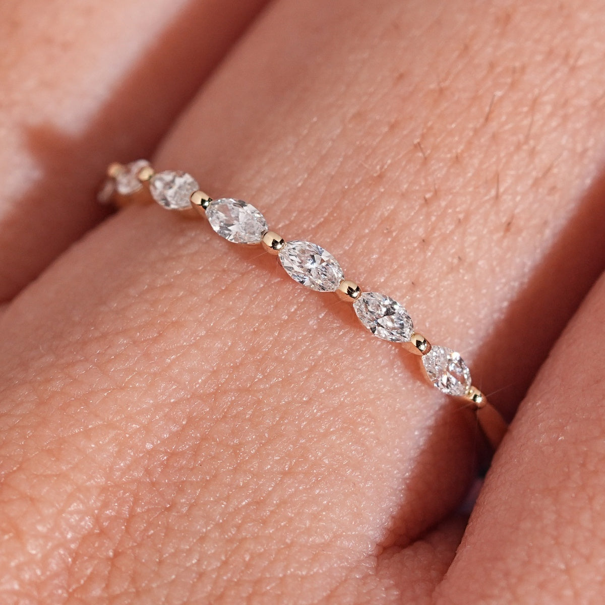 10K Yellow Gold Marquise Cut Lab Grown Diamond Eternity Ring Band